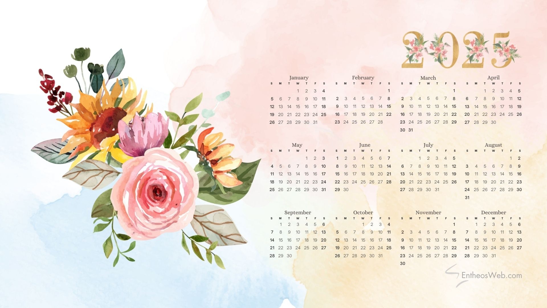 December 2025 Calendar Desktop Wallpaper