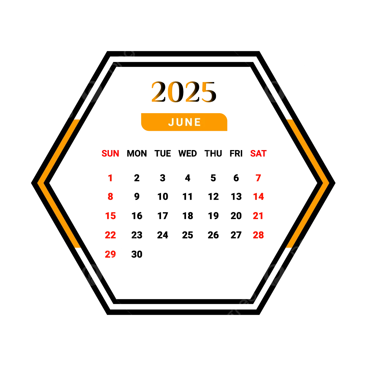 June 2025 Calendar Black Background