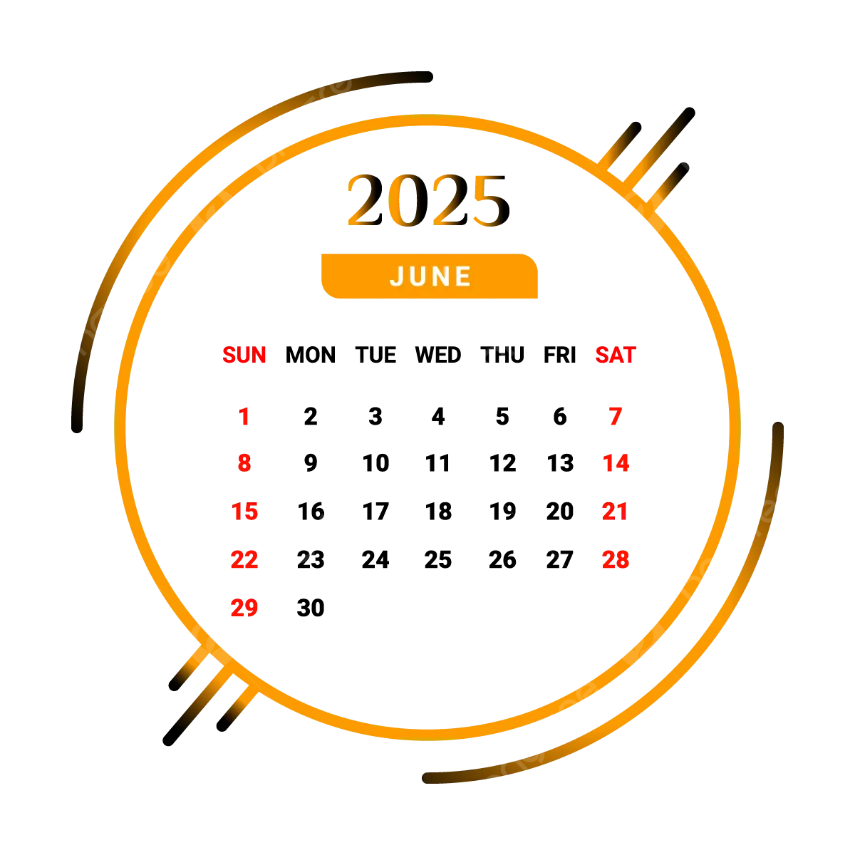 2025 June Month Calendar Yellow And Black Unique Design Vector 