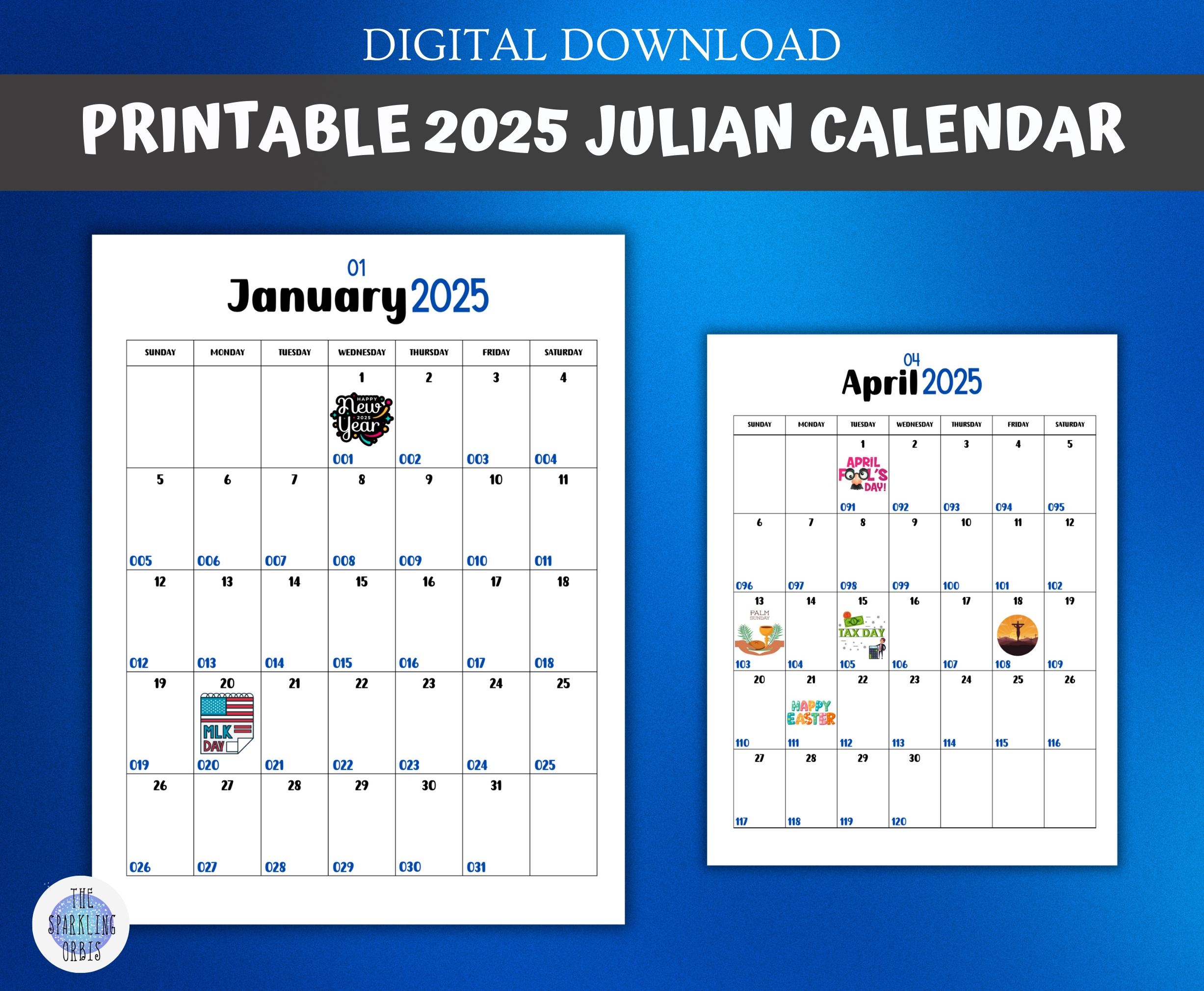2025 Printable Julian Calendar 8 5 X 11 In Government And Military Calendar Calendar With Holidays And Images PDF Etsy UK