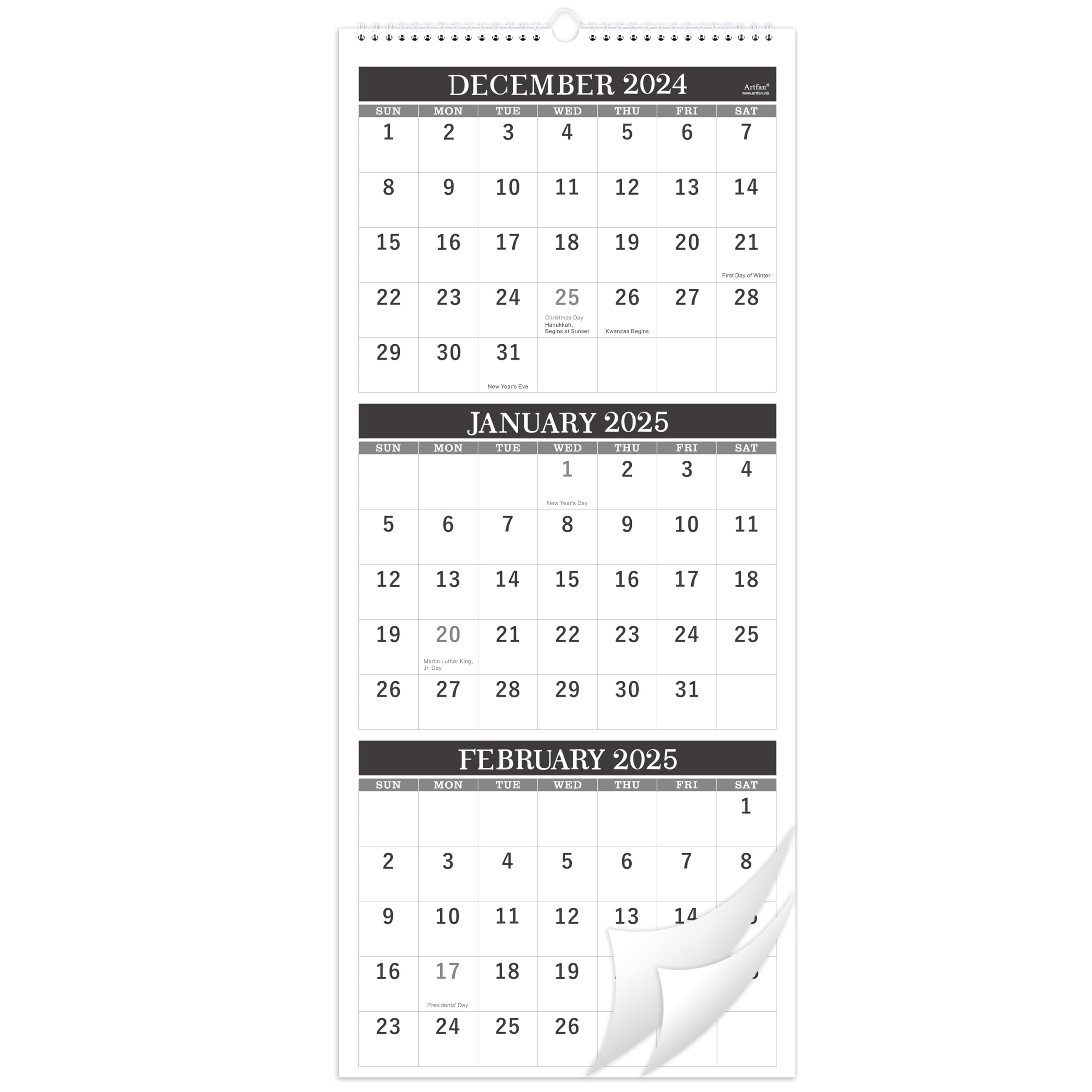 2025 Wall Calendar 3 Month Wall Calendar Display Folded In A Month Jan 2025 Dec 2025 11 25
