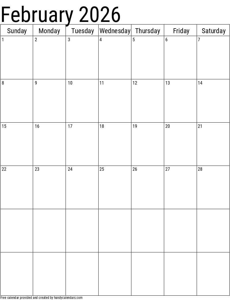 February 2026 Calendar Png