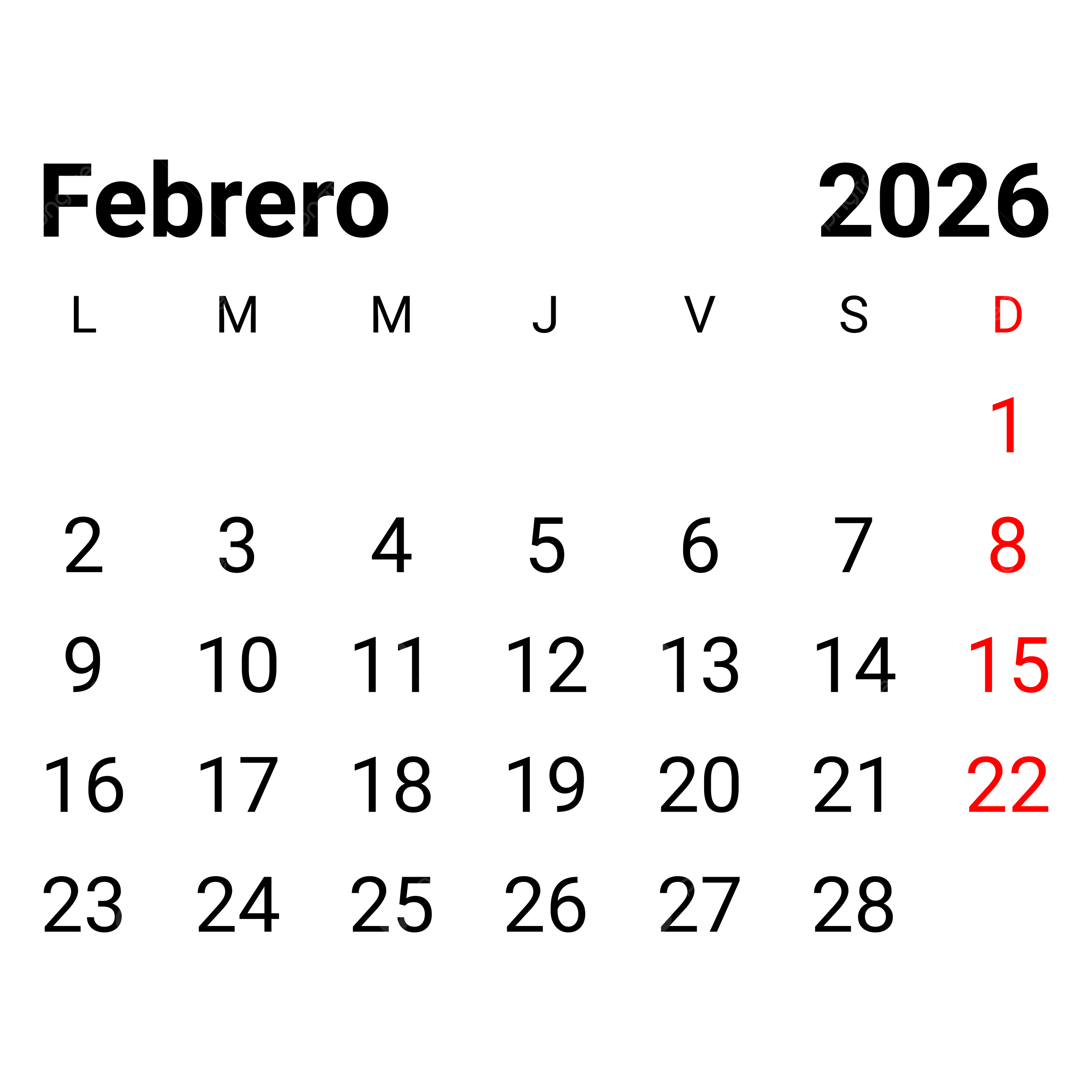 February 2026 Calendar Background