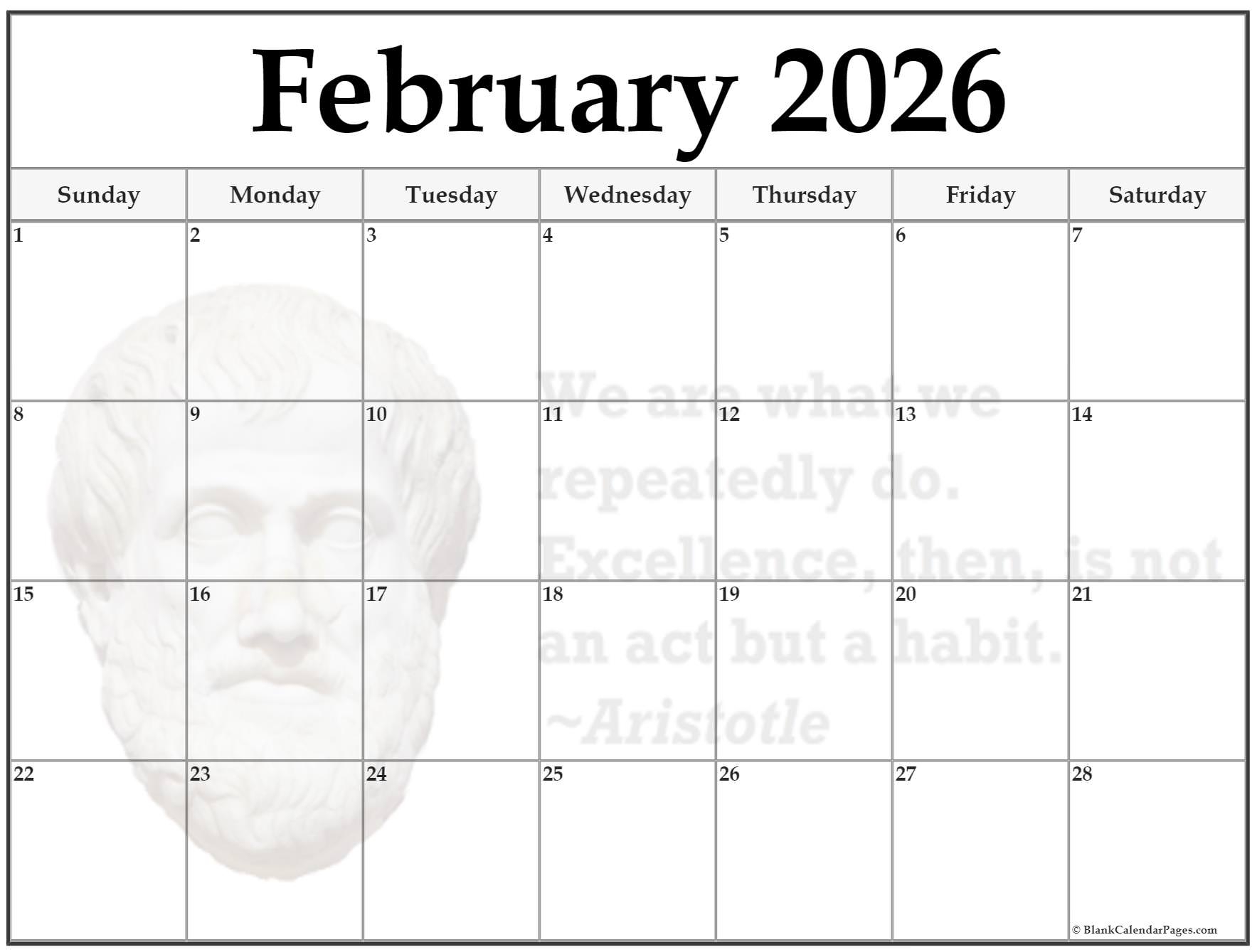 Printable Calendar February 2026