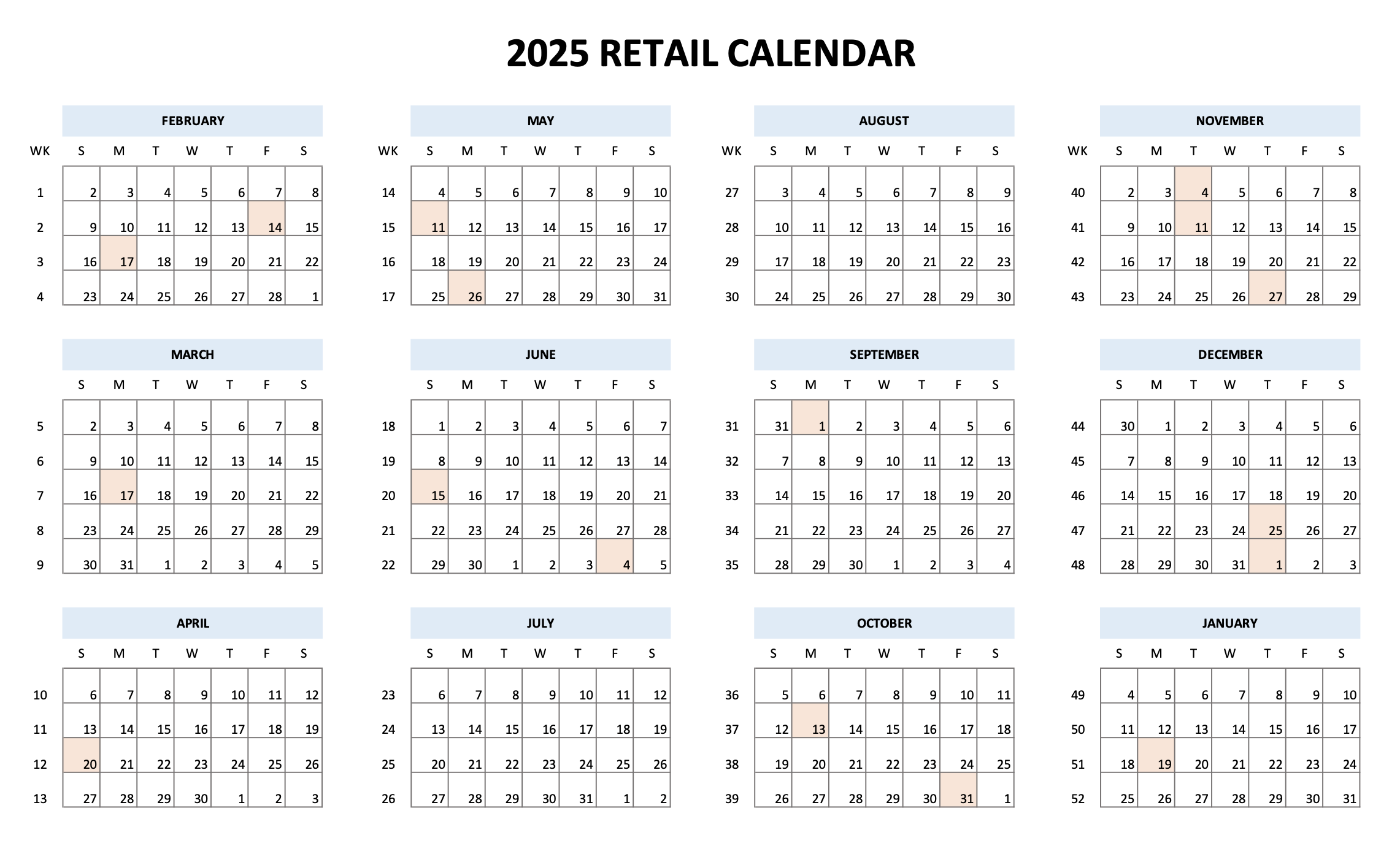 4 5 4 Retail Calendar 2025 Free Printable PDF Download Retail Dogma