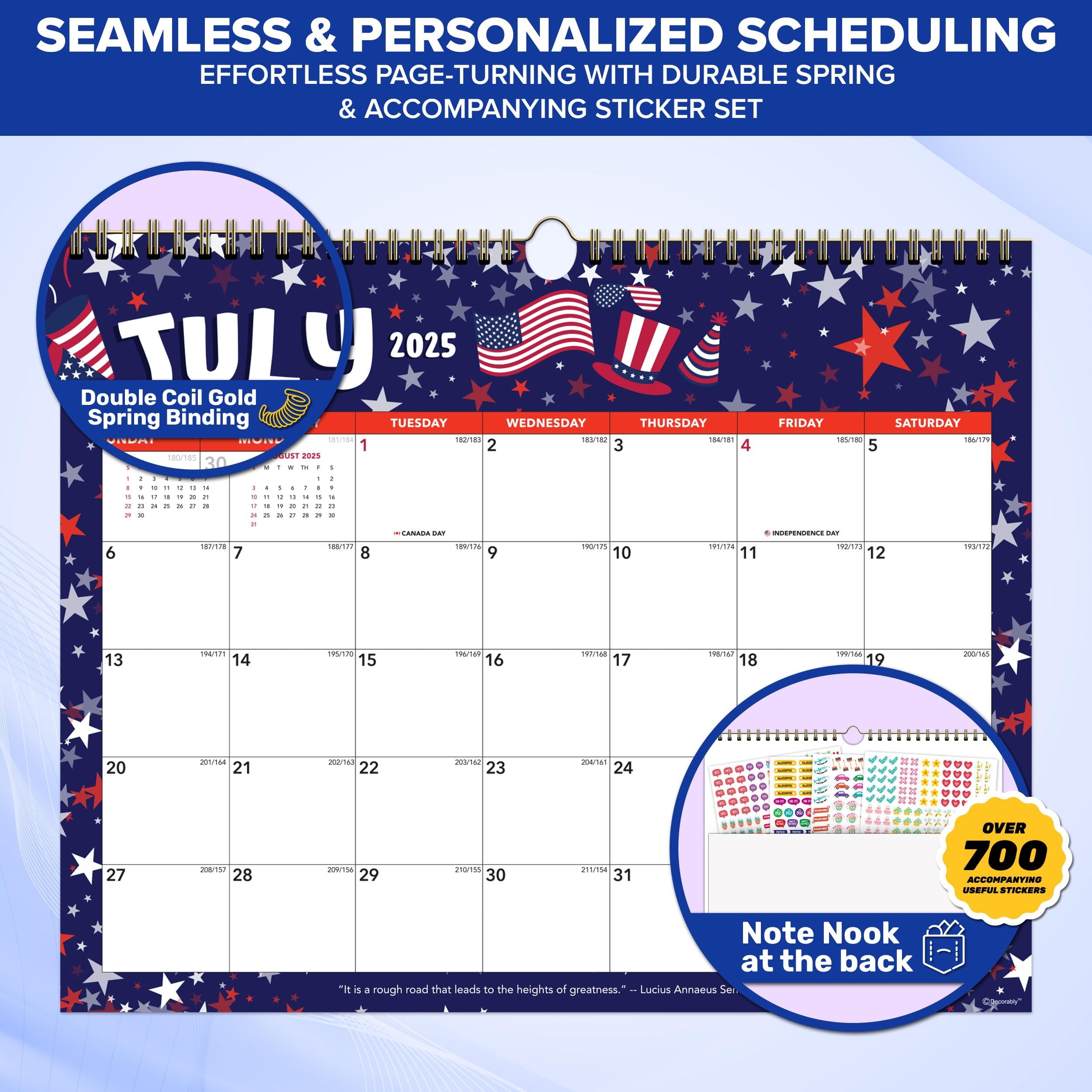 Amazon Decorably 18 Months Colorful Calendar 2025 Wall January 2025 To June 2026 14 5x11 5in Spring Bound Office Wall Calendar With 