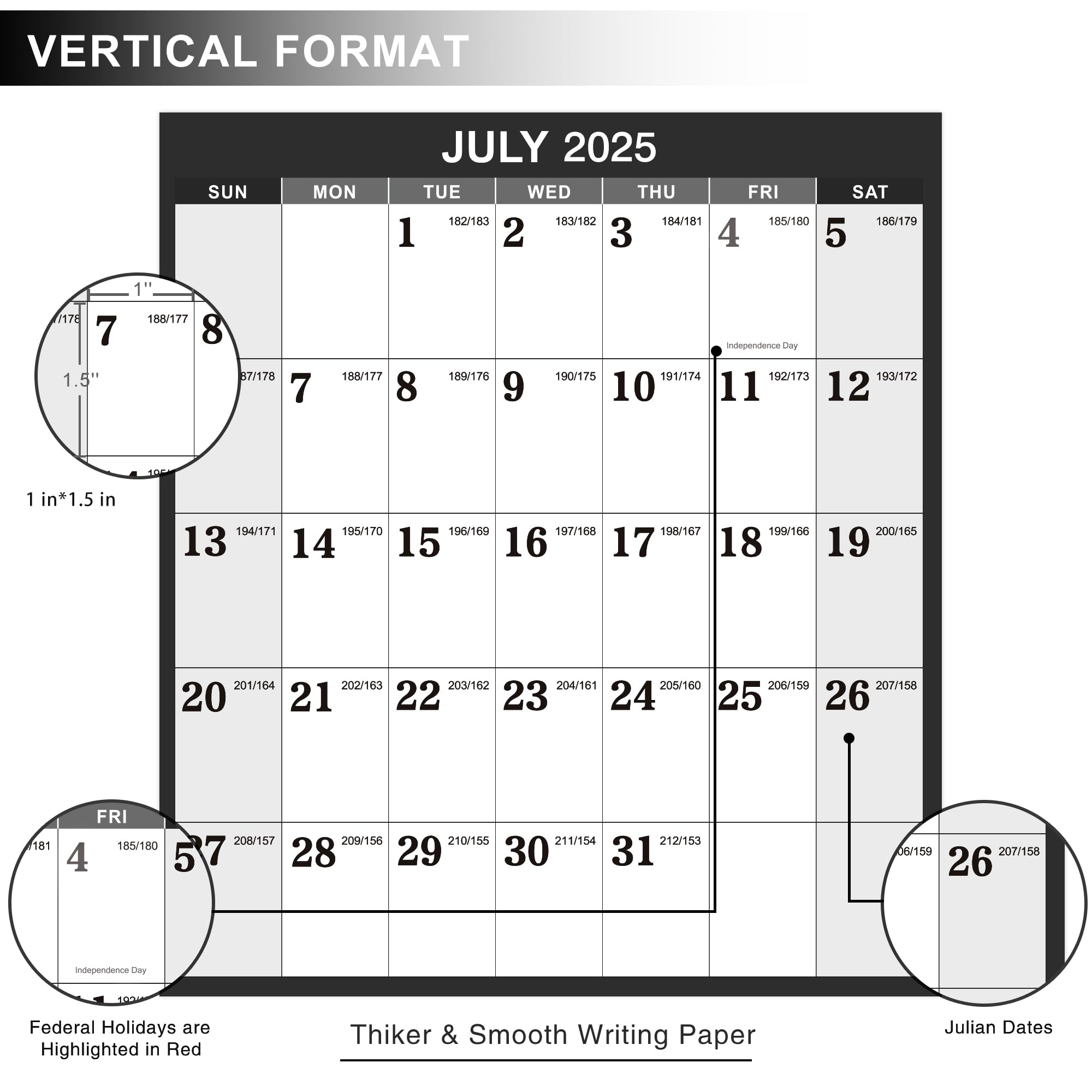 Amazon Yearly Wall Calendar 2025 2026 Wall Calendar 2025 2026 Yearly Wall Planner With Julian Date From July 2025 June 2026 Thick Paper Vertical 22 8