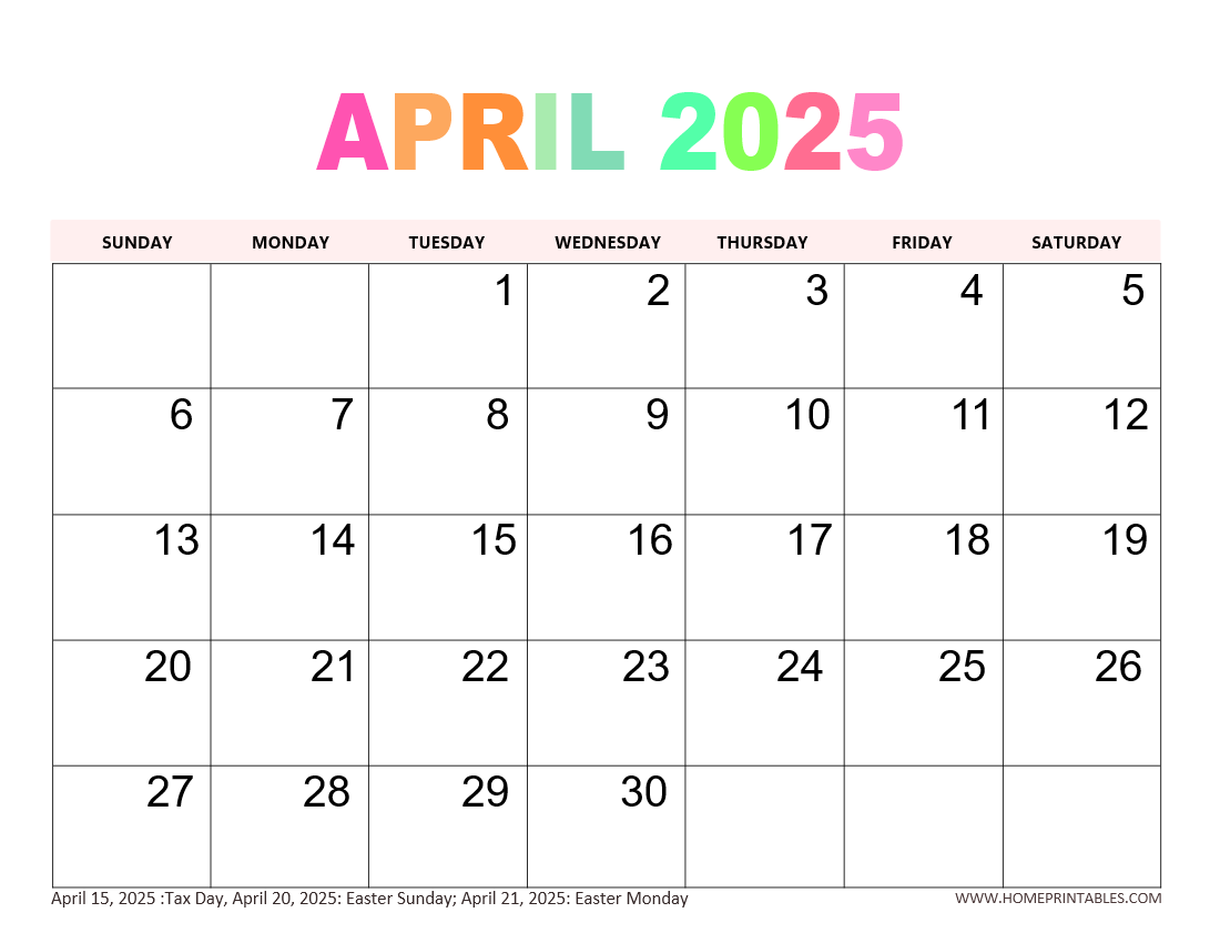 Calendar April May 2025