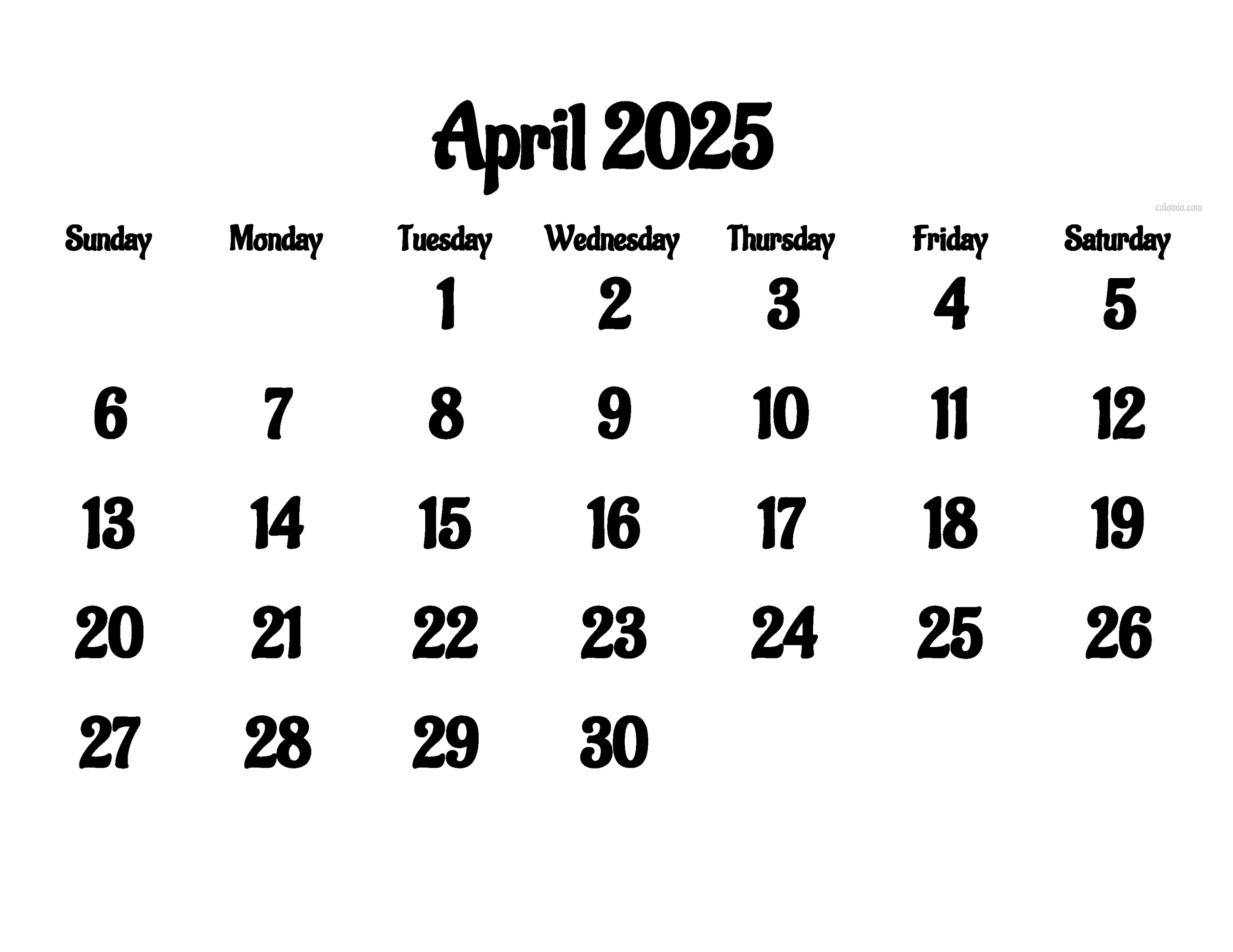 April 2025 Calendar Free Printable PDF XLS And PNG Colomio