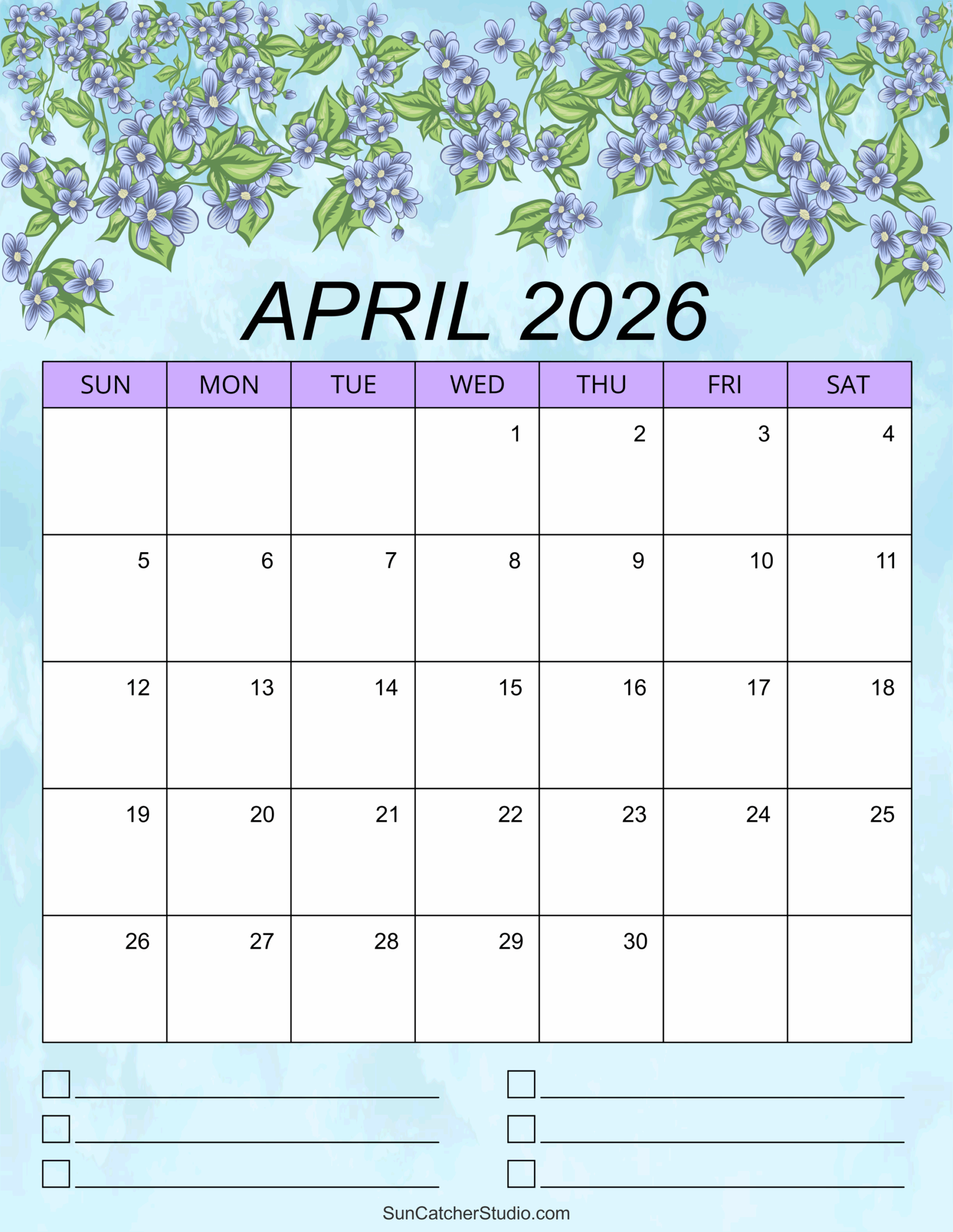 Fillable April 2026 Calendar