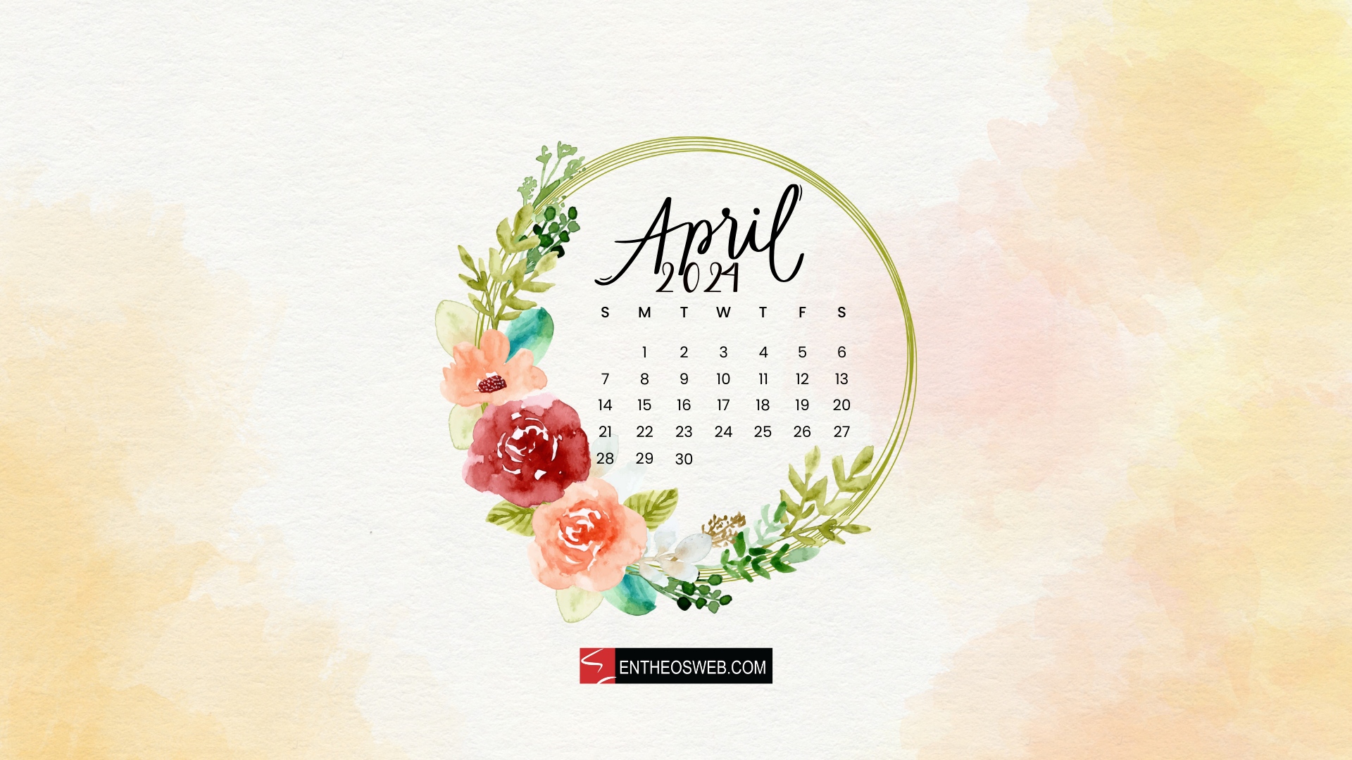 April Calendar Desktop Wallpaper 2026