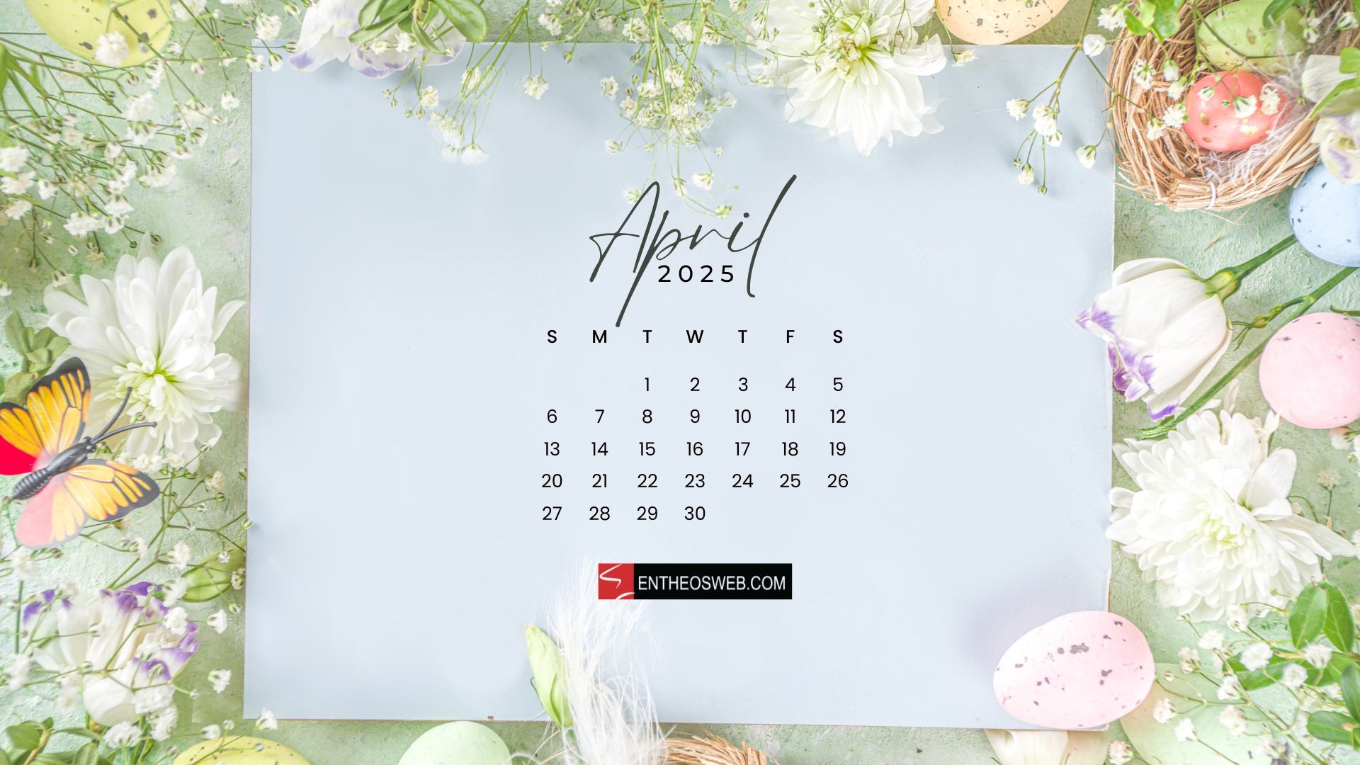 April Desktop Calendar Wallpaper 2026
