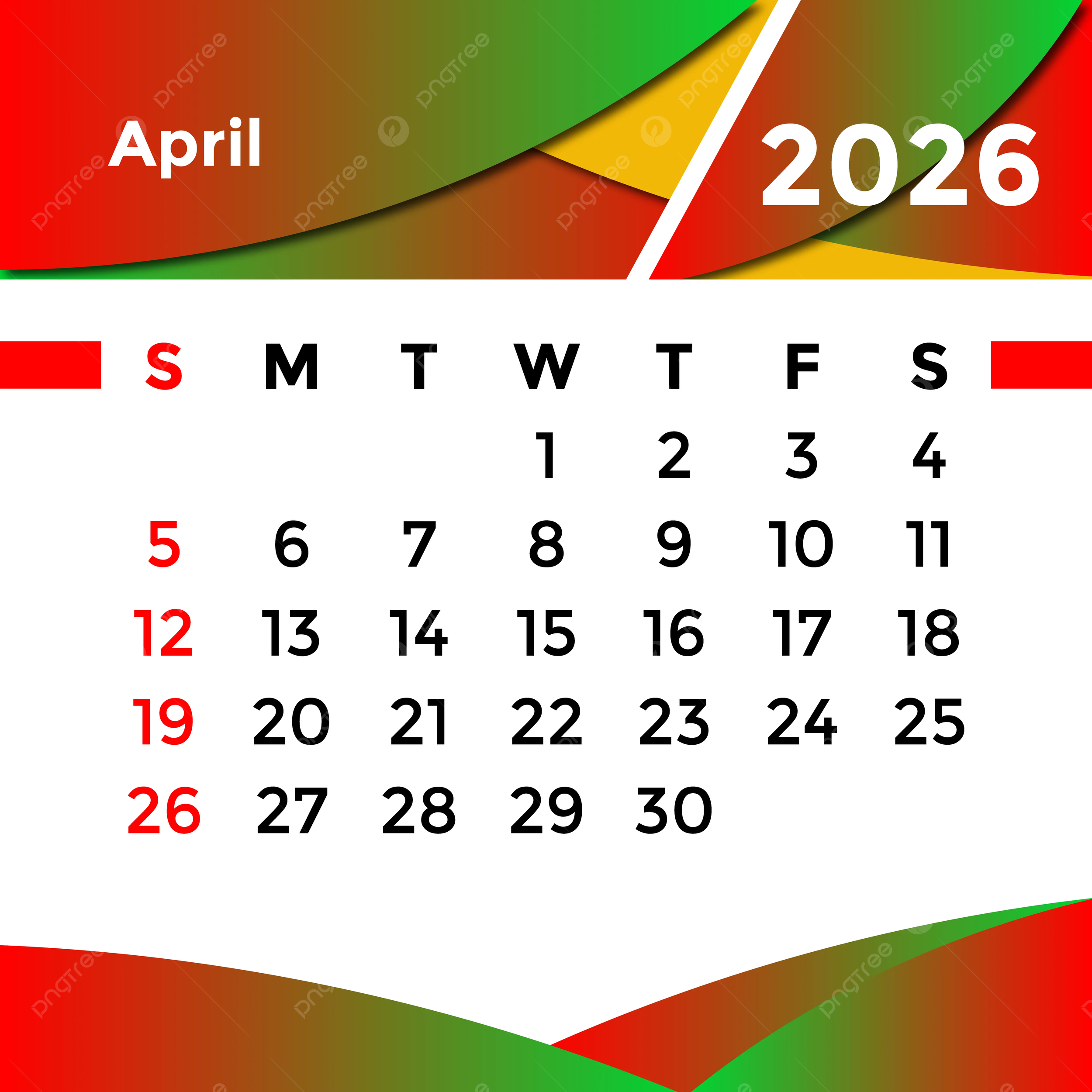 April Calendar Wallpaper 2026
