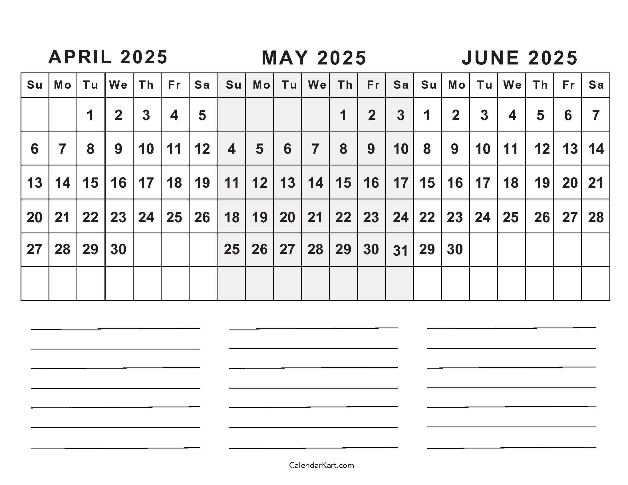 Calendar For April And May 2025