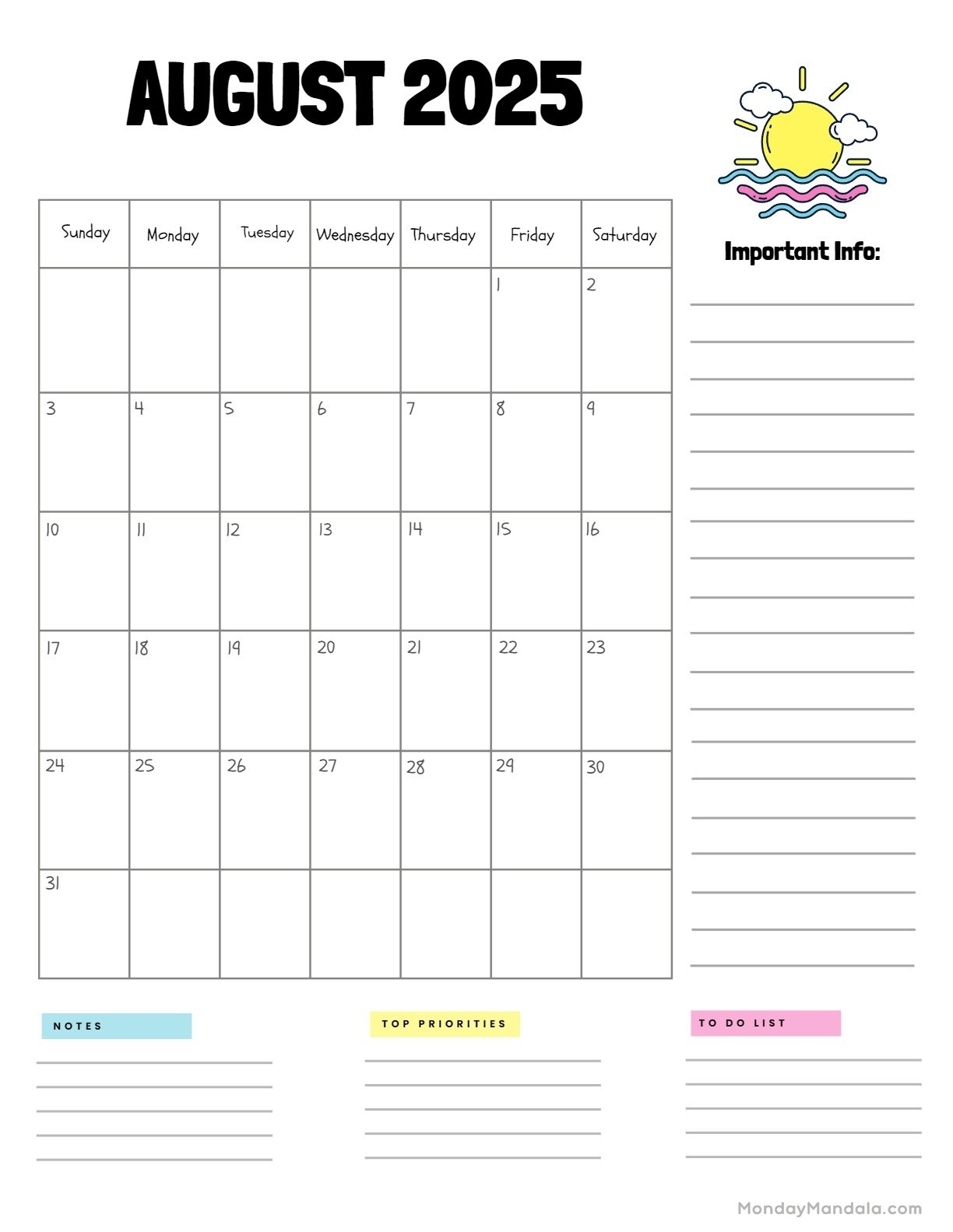 August 2025 Calendar 52 Free PDF Printables 