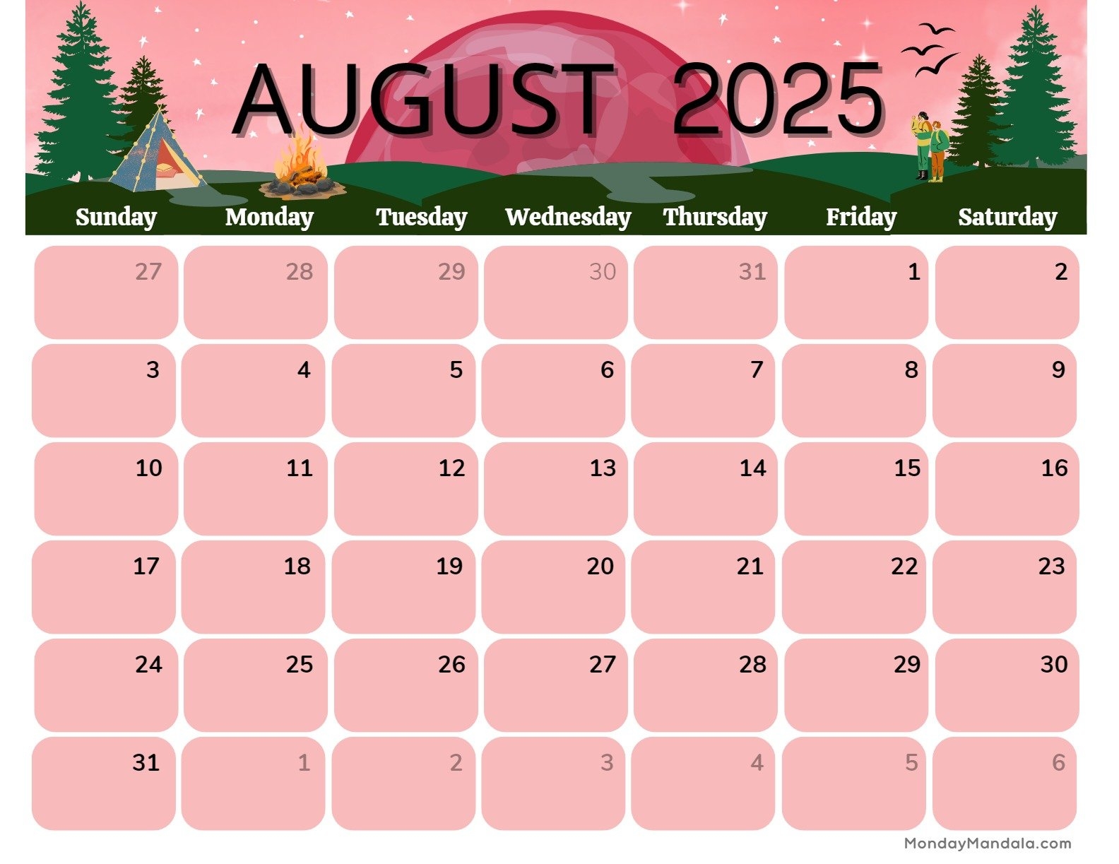 Grab Calendar August 2025