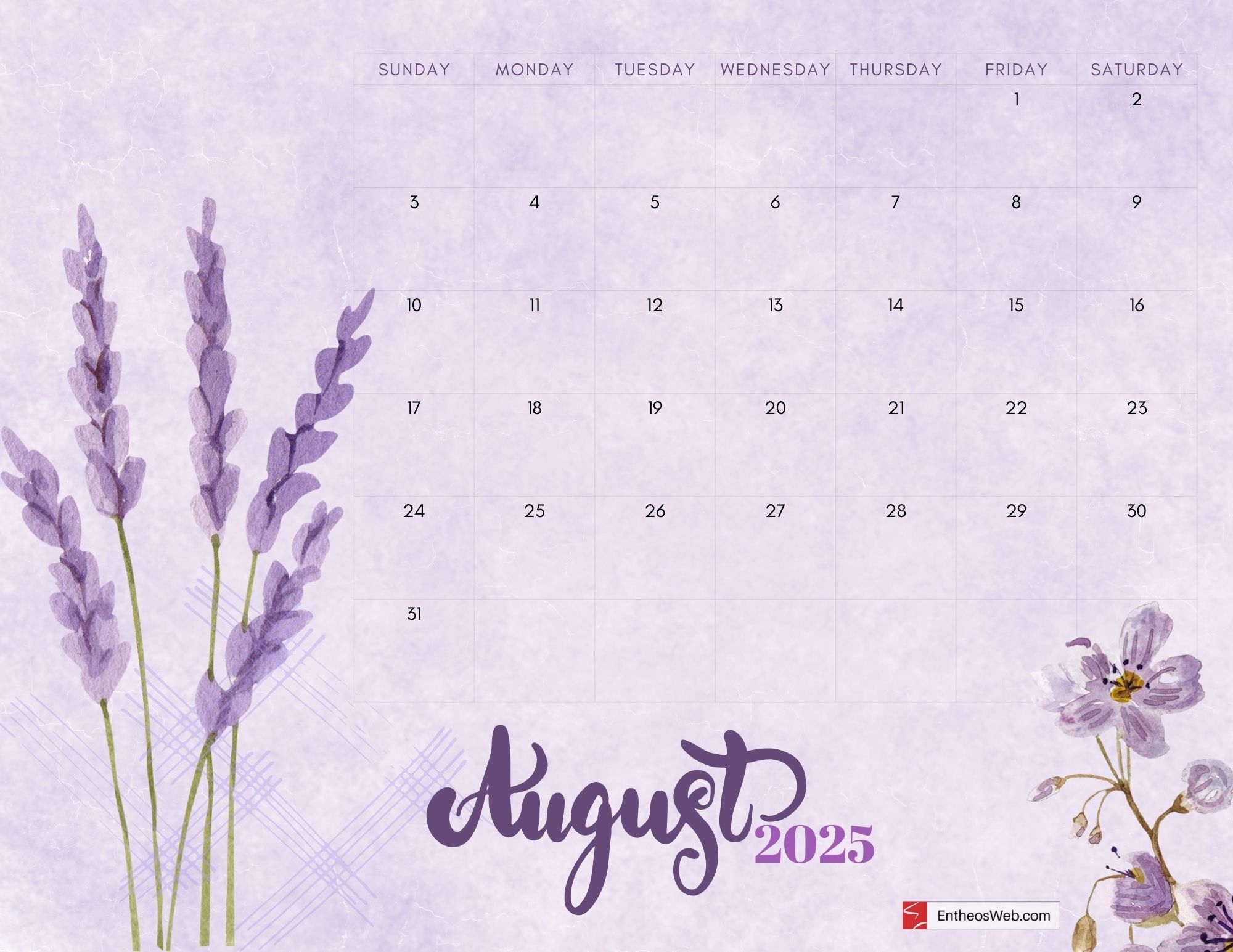 August 2025 Calendar Wallpaper Desktop