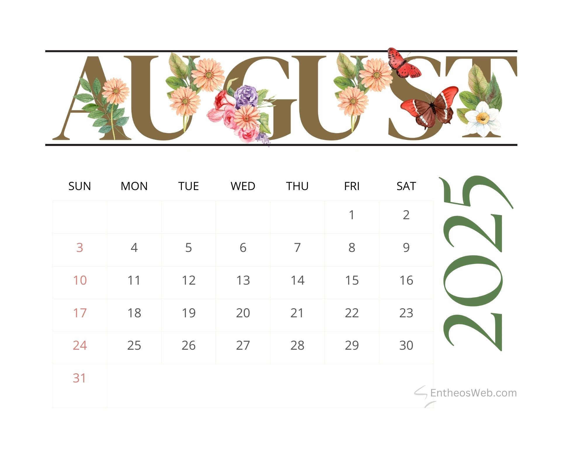 Print August 2025 Calendar