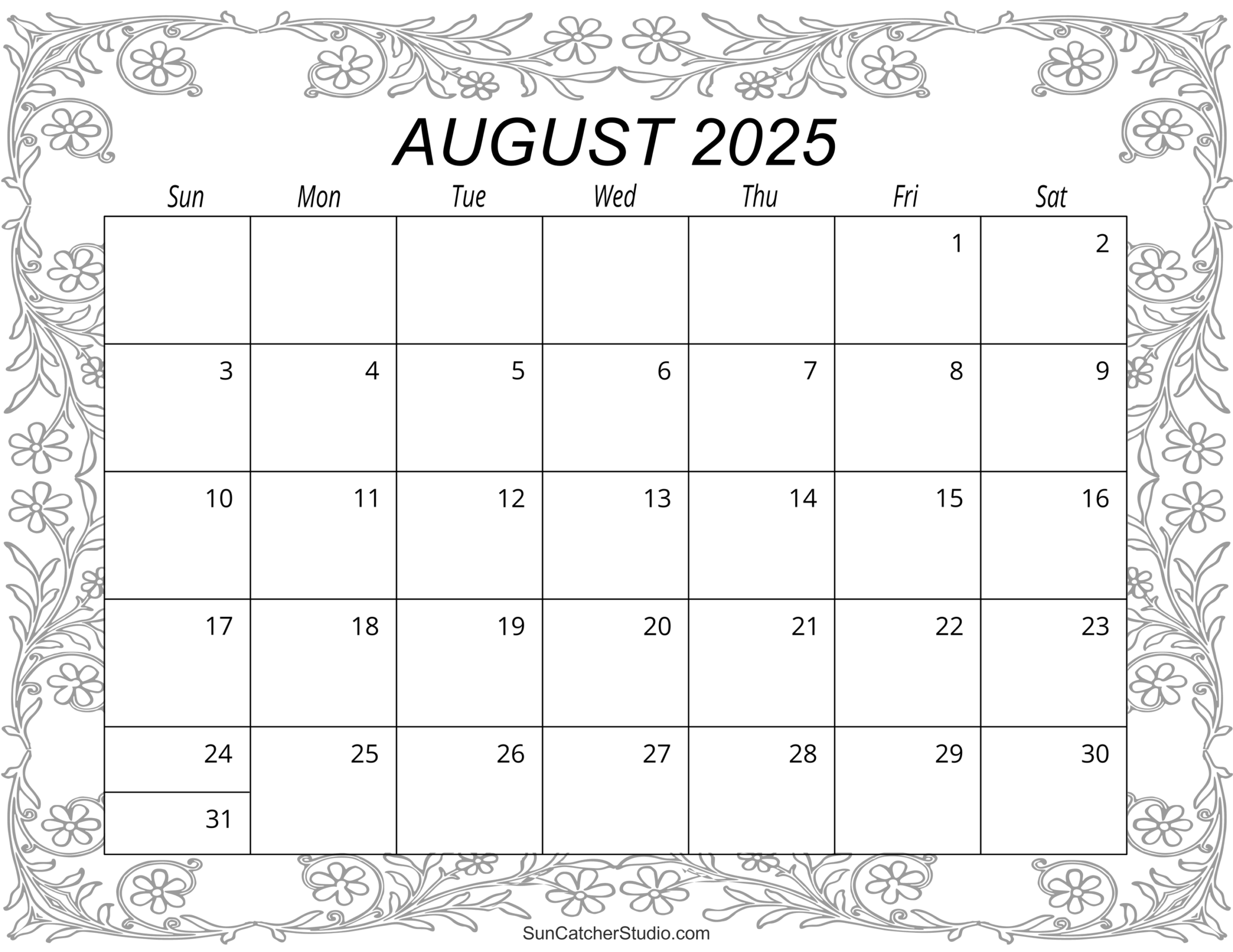 Calendar Page For August 2025