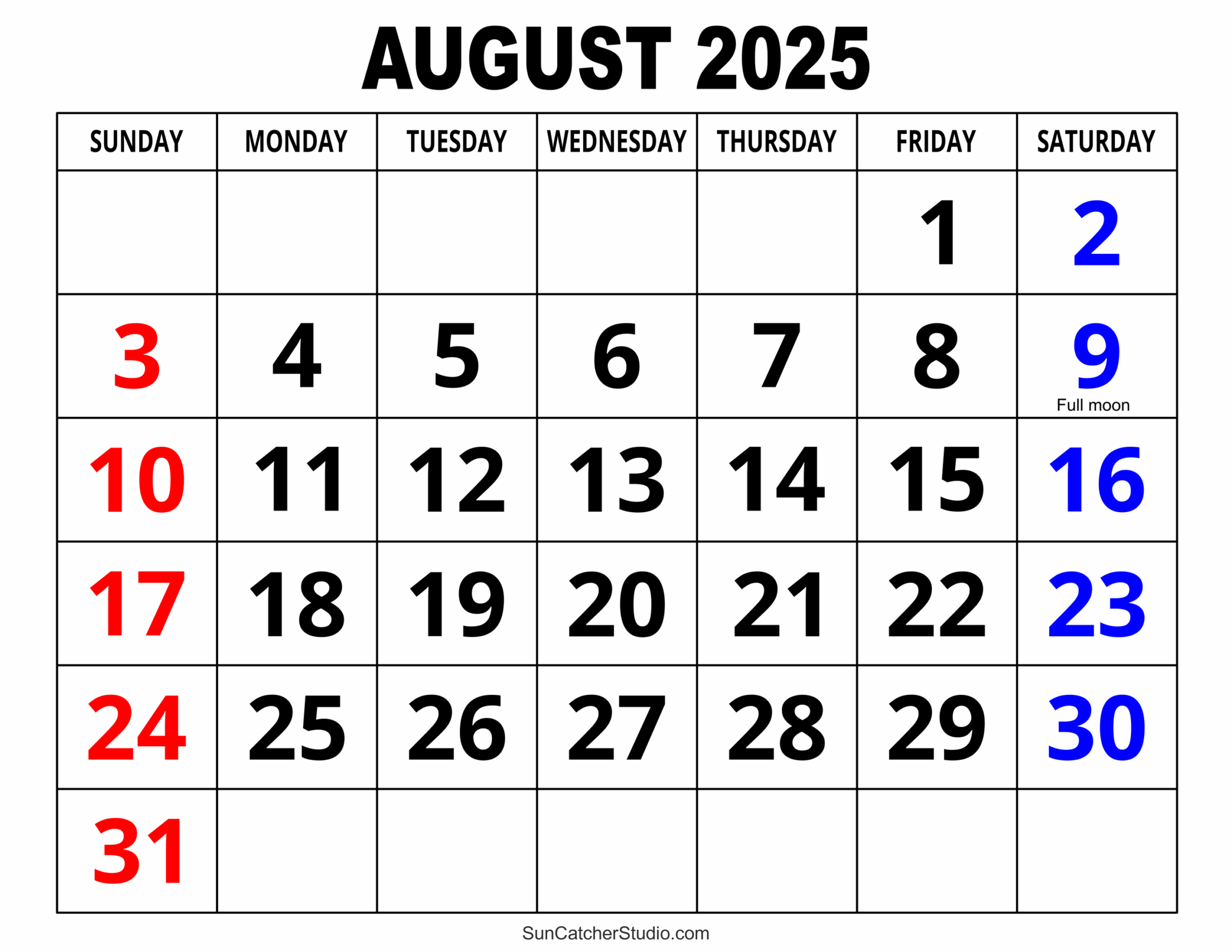 Aug Calendar 2025