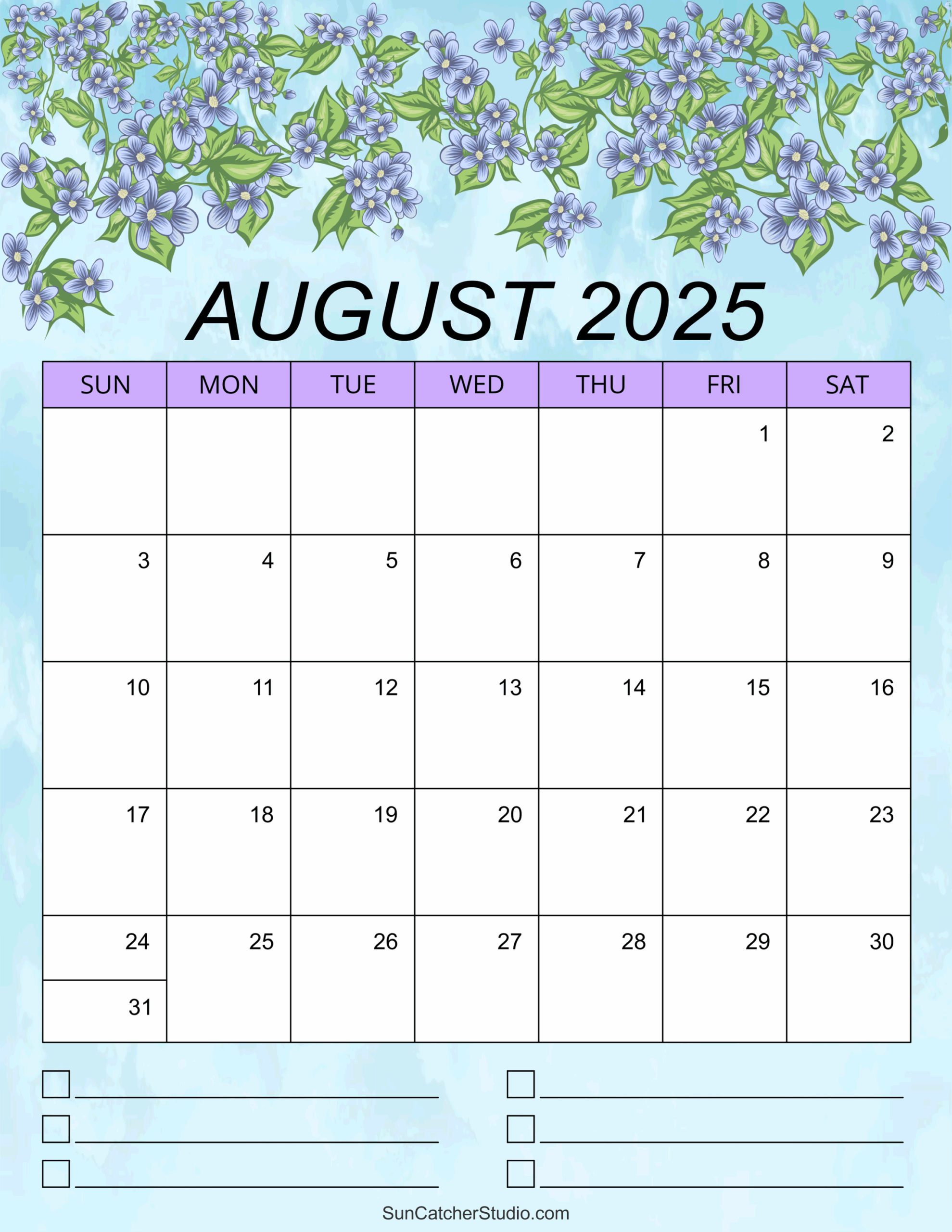 August 2025 Calendar Cute