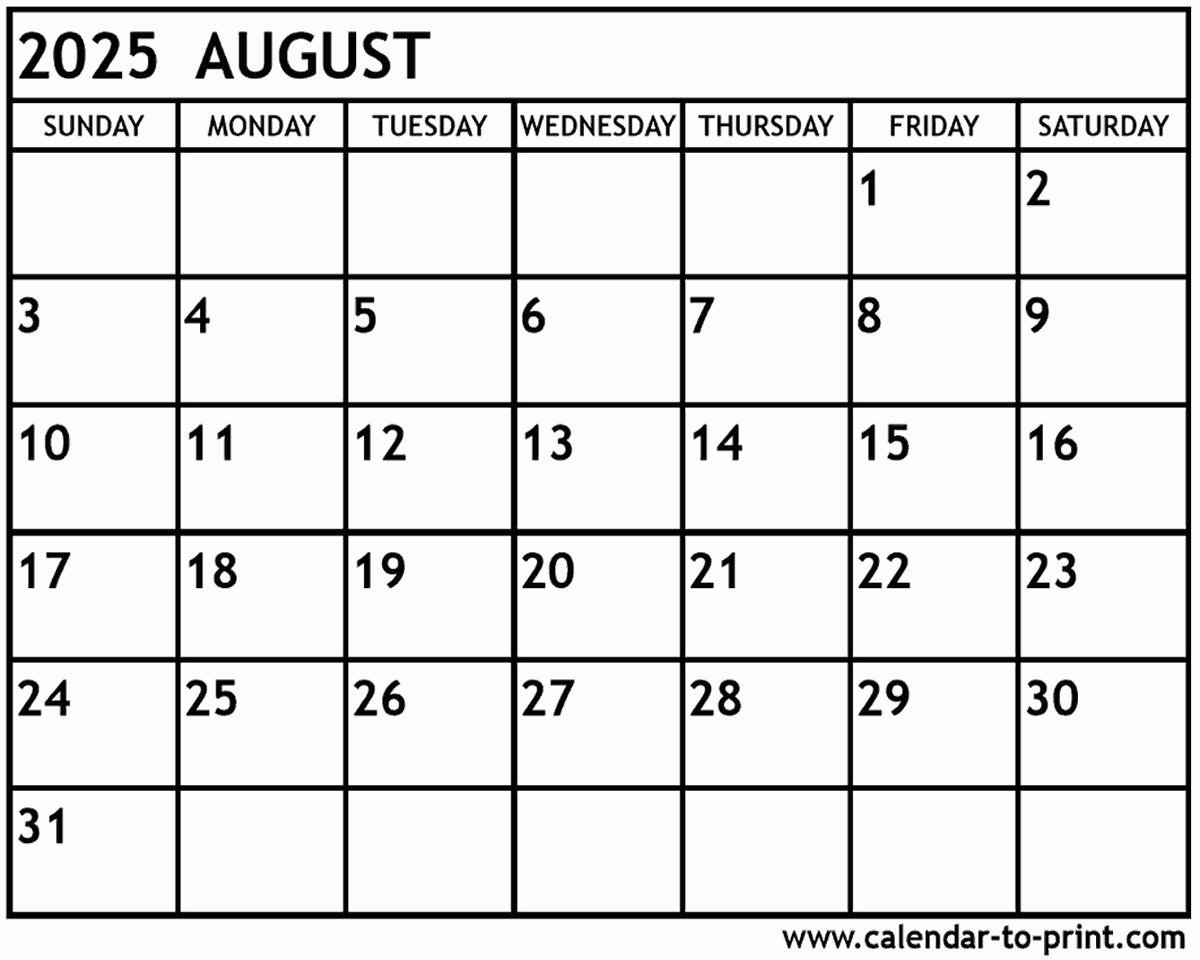 Printable Calendar July And August 2025