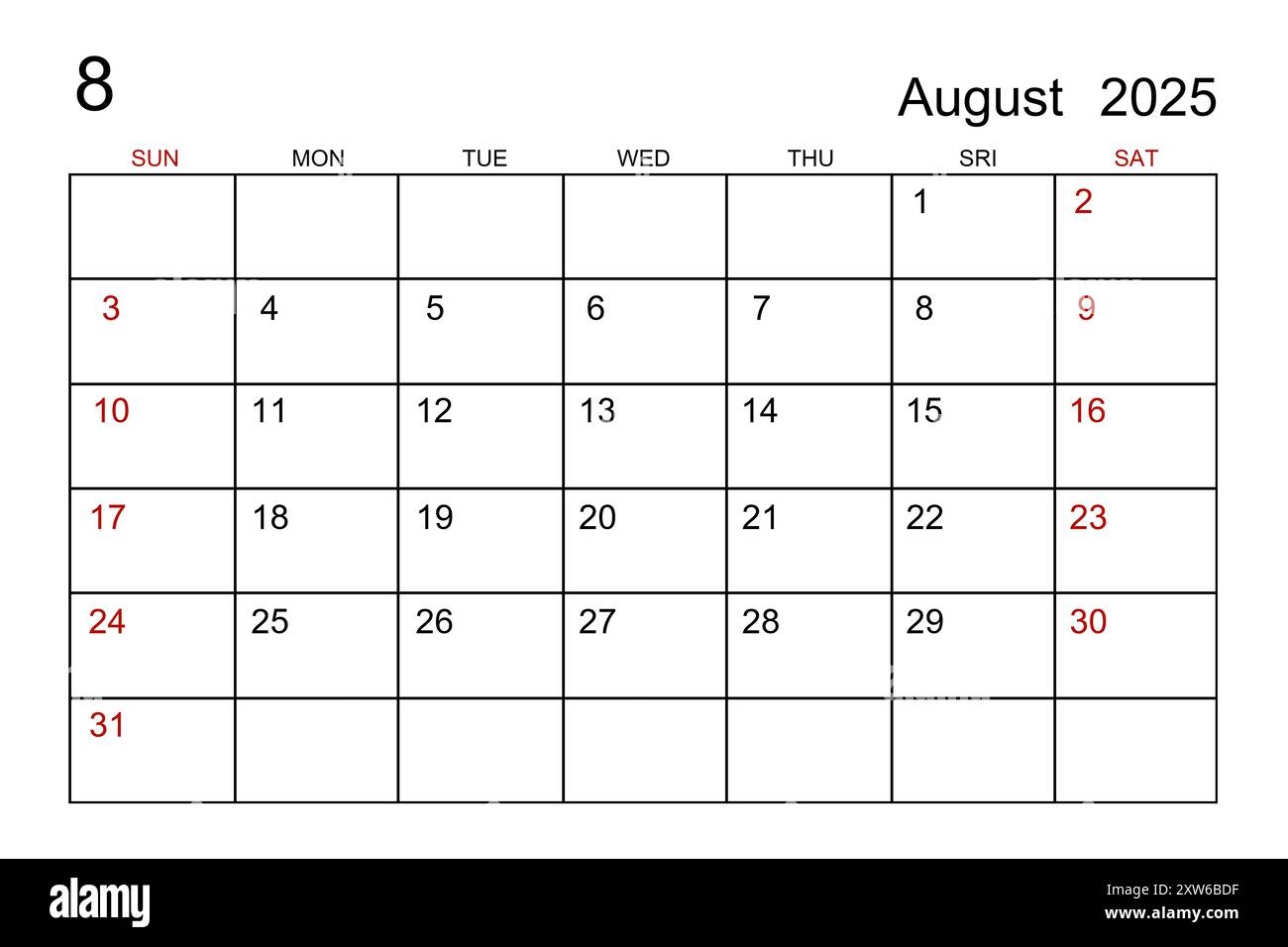 August 1st 2025 Calendar