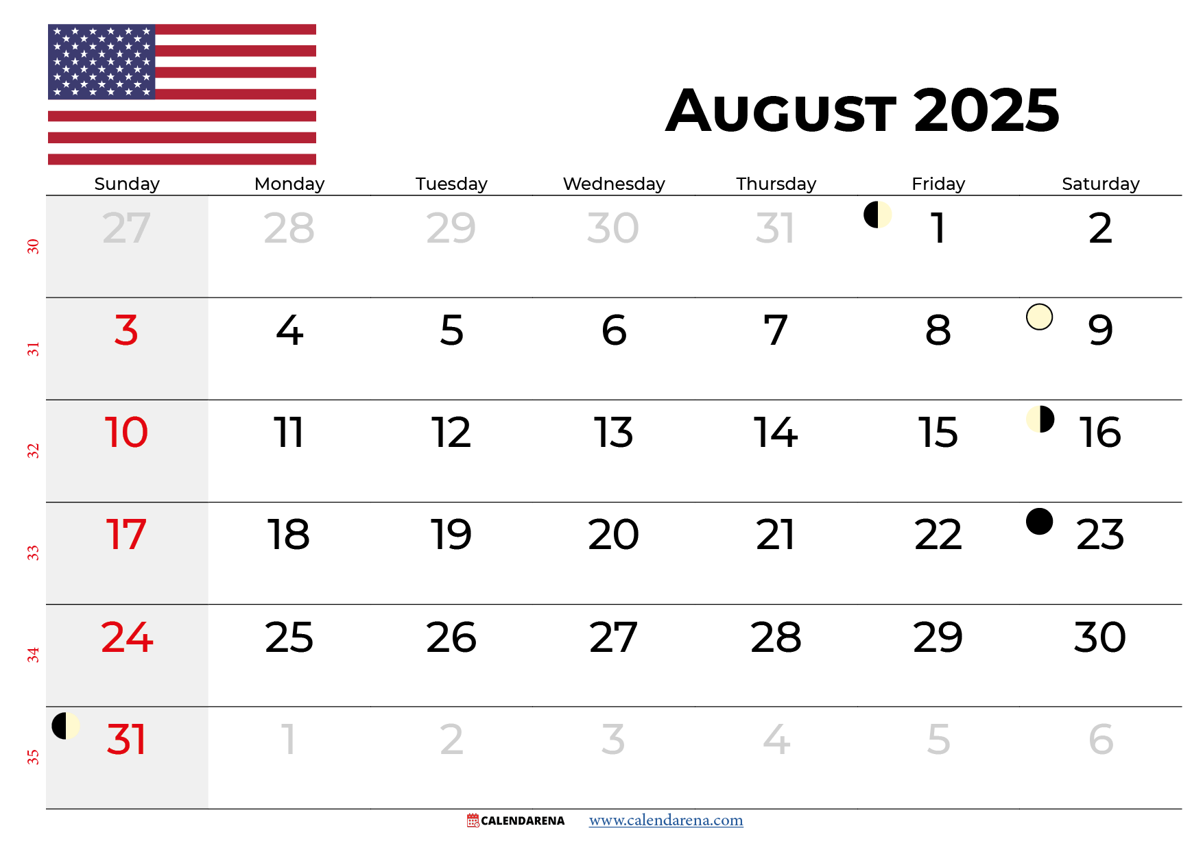 August 2025 Calendar With Holidays Printable