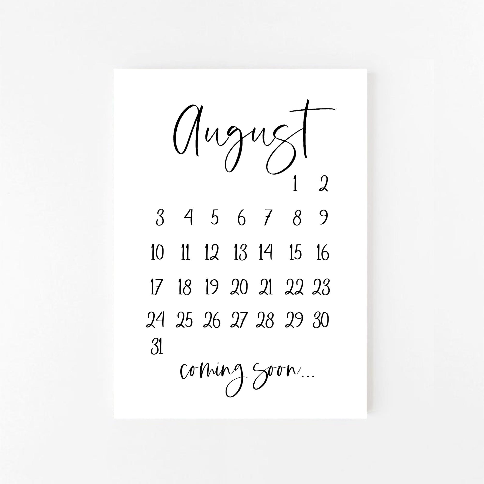 August 2025 Pregnancy Announcement Printable August Calendar Pregnancy Announcement Printable Pregnancy Announcement Digital Etsy UK