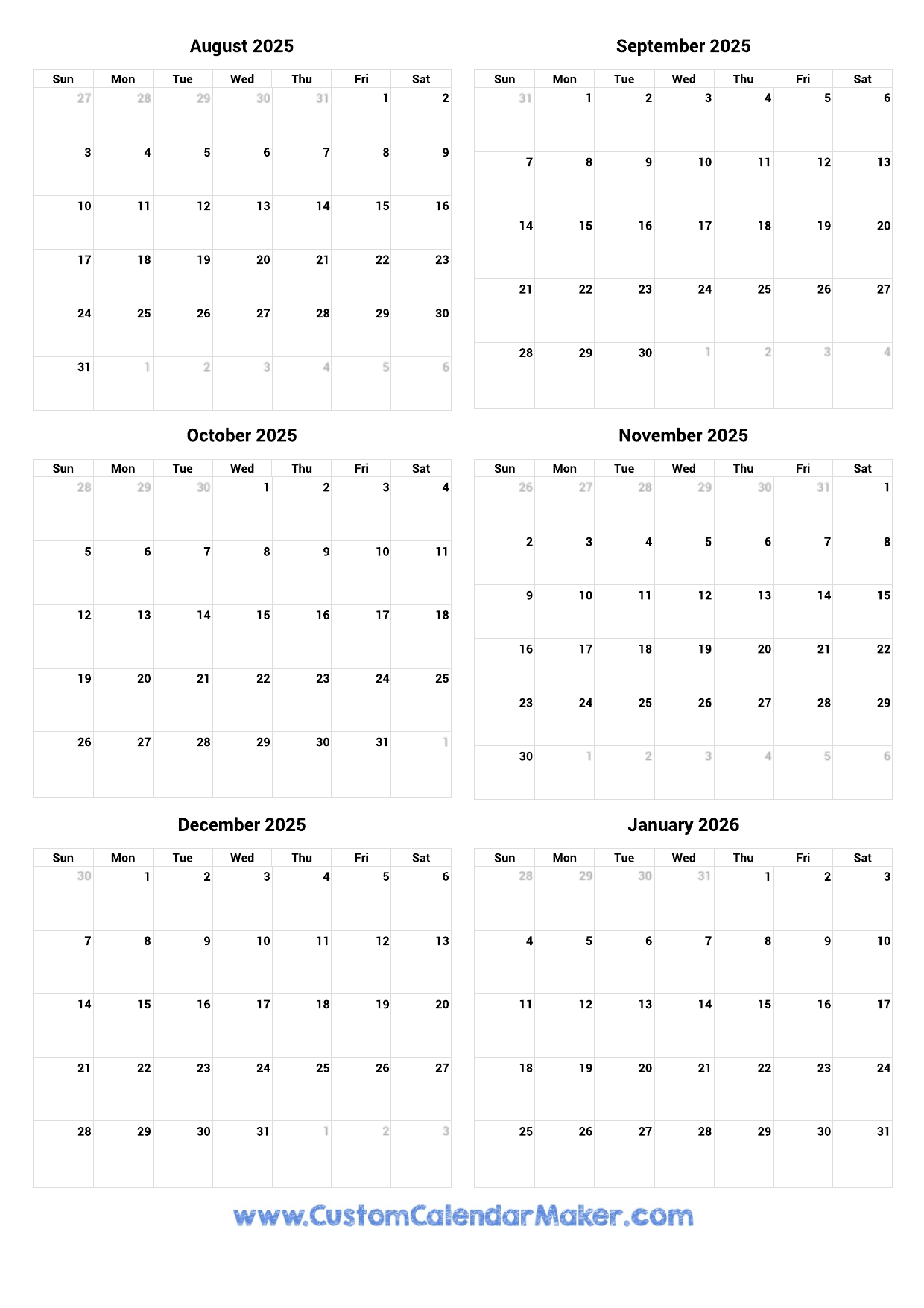 Calendar August 2025 To June 2026