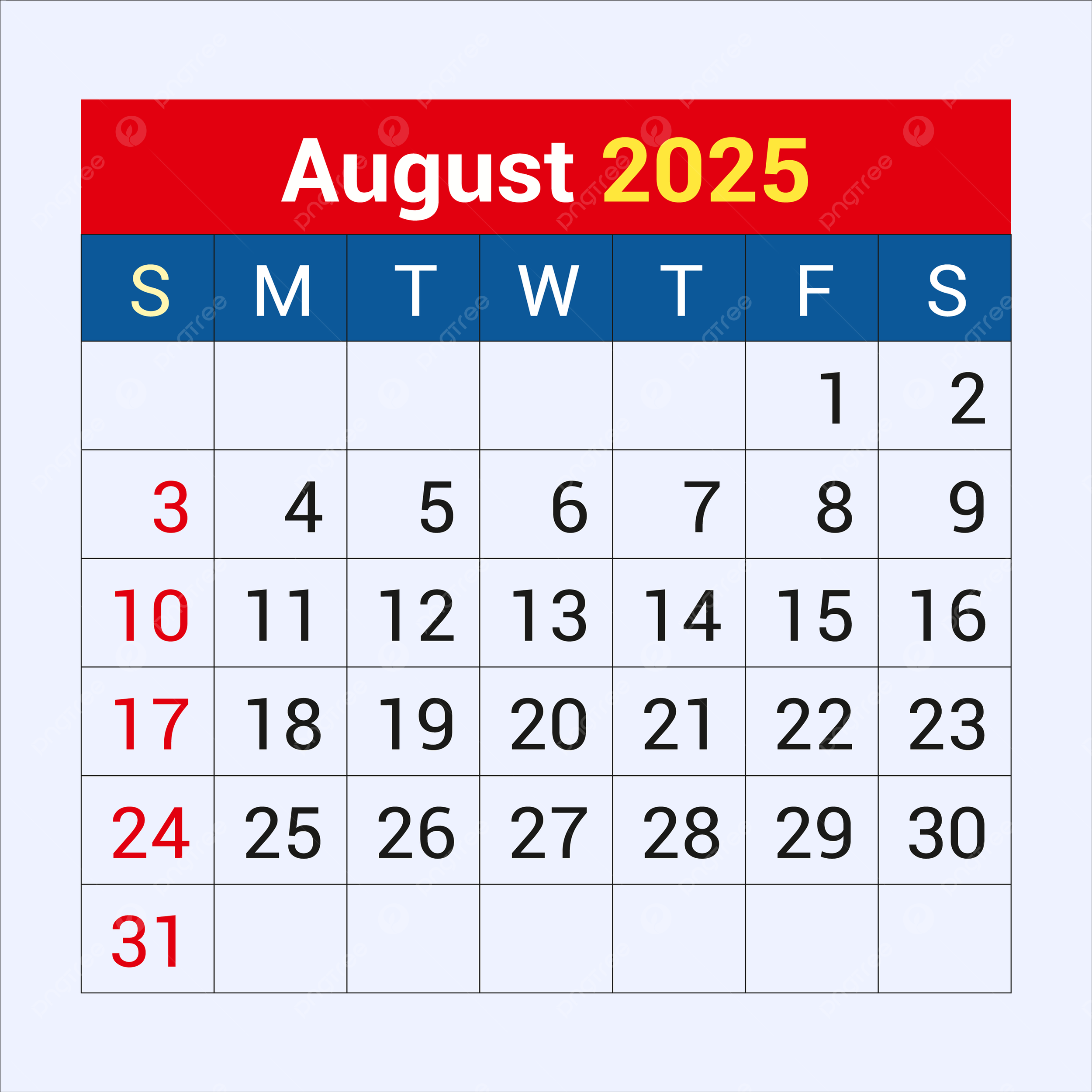 Show Me August 2025 Calendar
