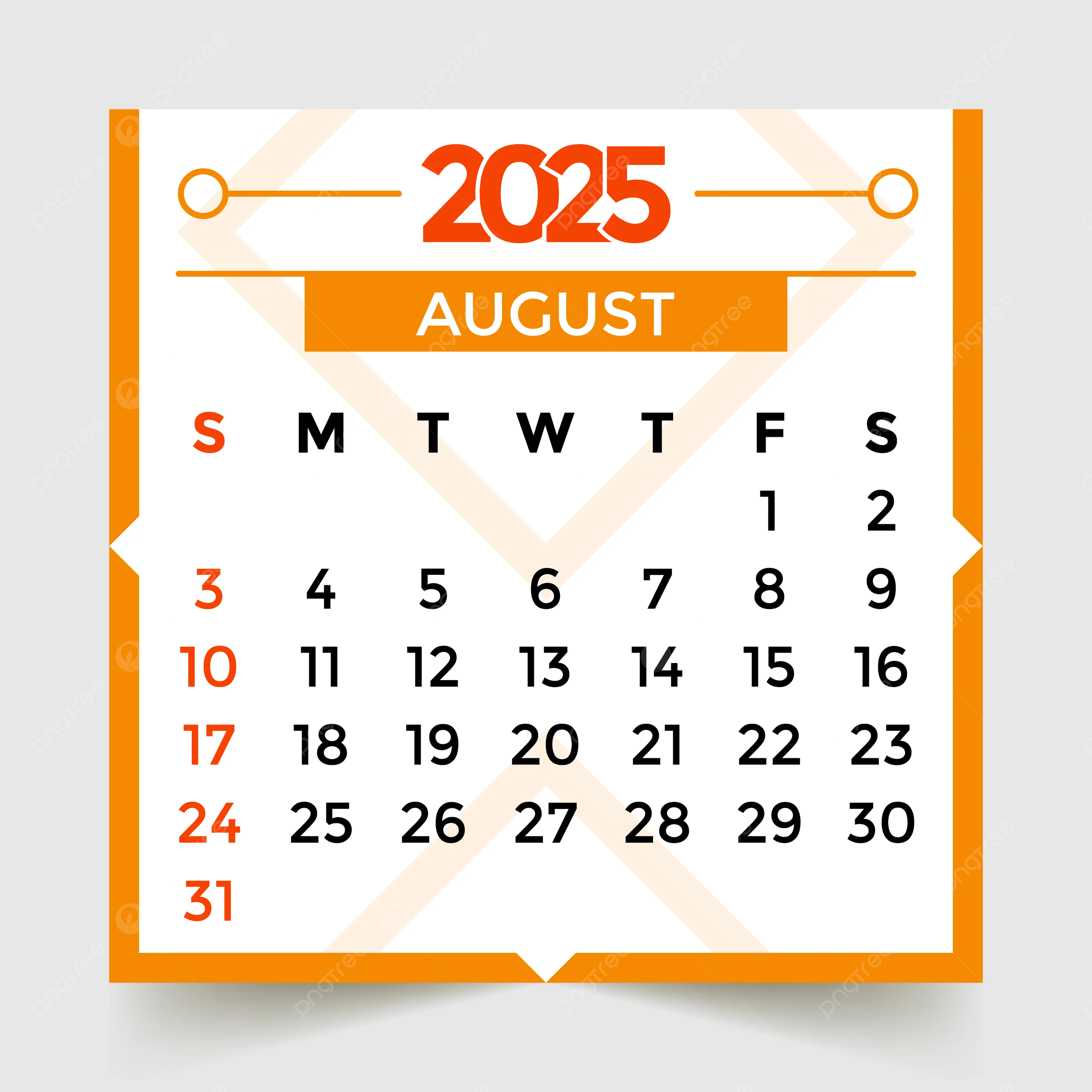 Calendar For The Month Of August 2025