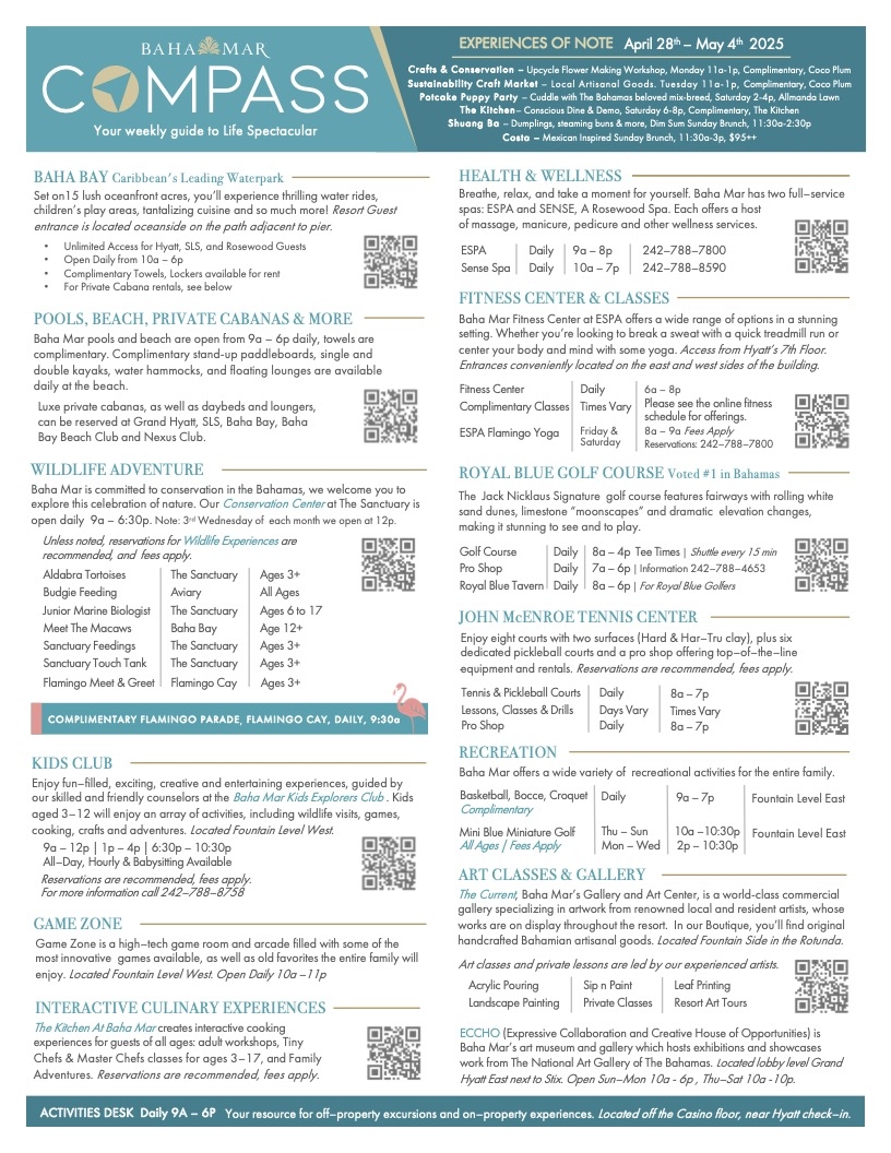 Baha Mar Activity Schedule Bahamas Best Vacation Activities