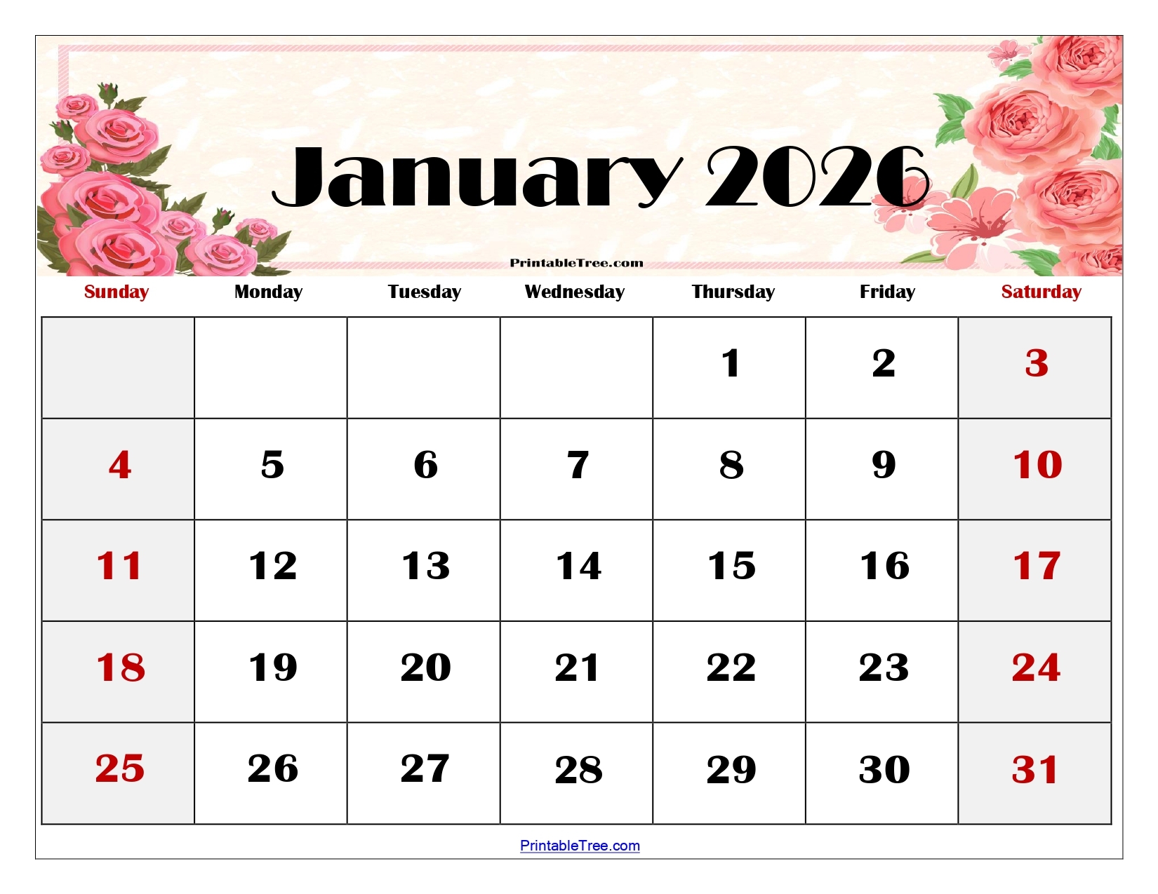 2026 Jan Calendar