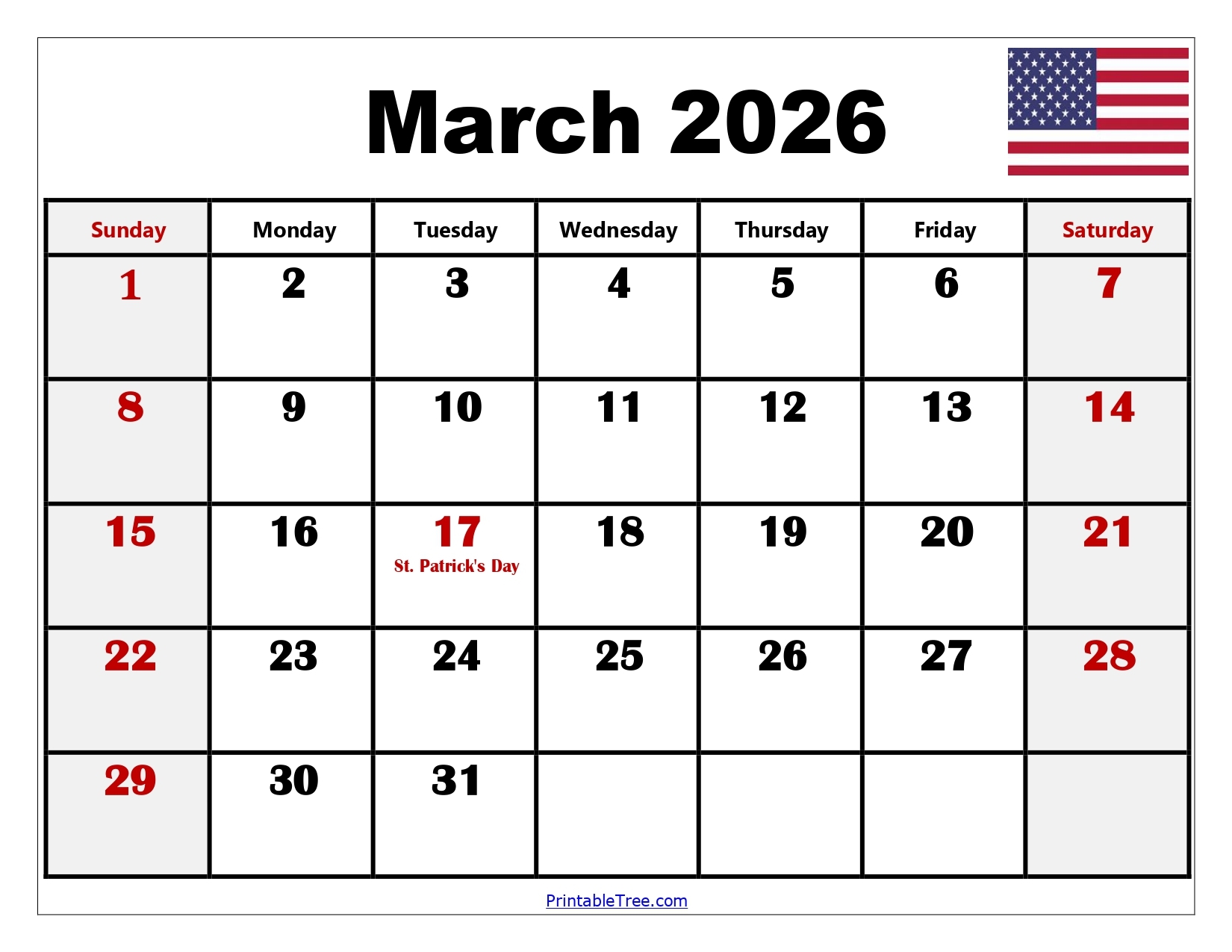 February March 2026 Calendar