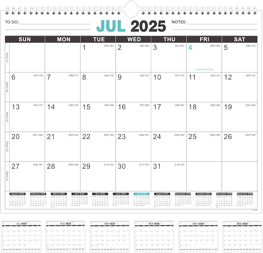 Calendar 2025 2026 Wall Jul 2025 Dec 2026 2025 2026 Calendar 18 Months Wall Calendar 14 6