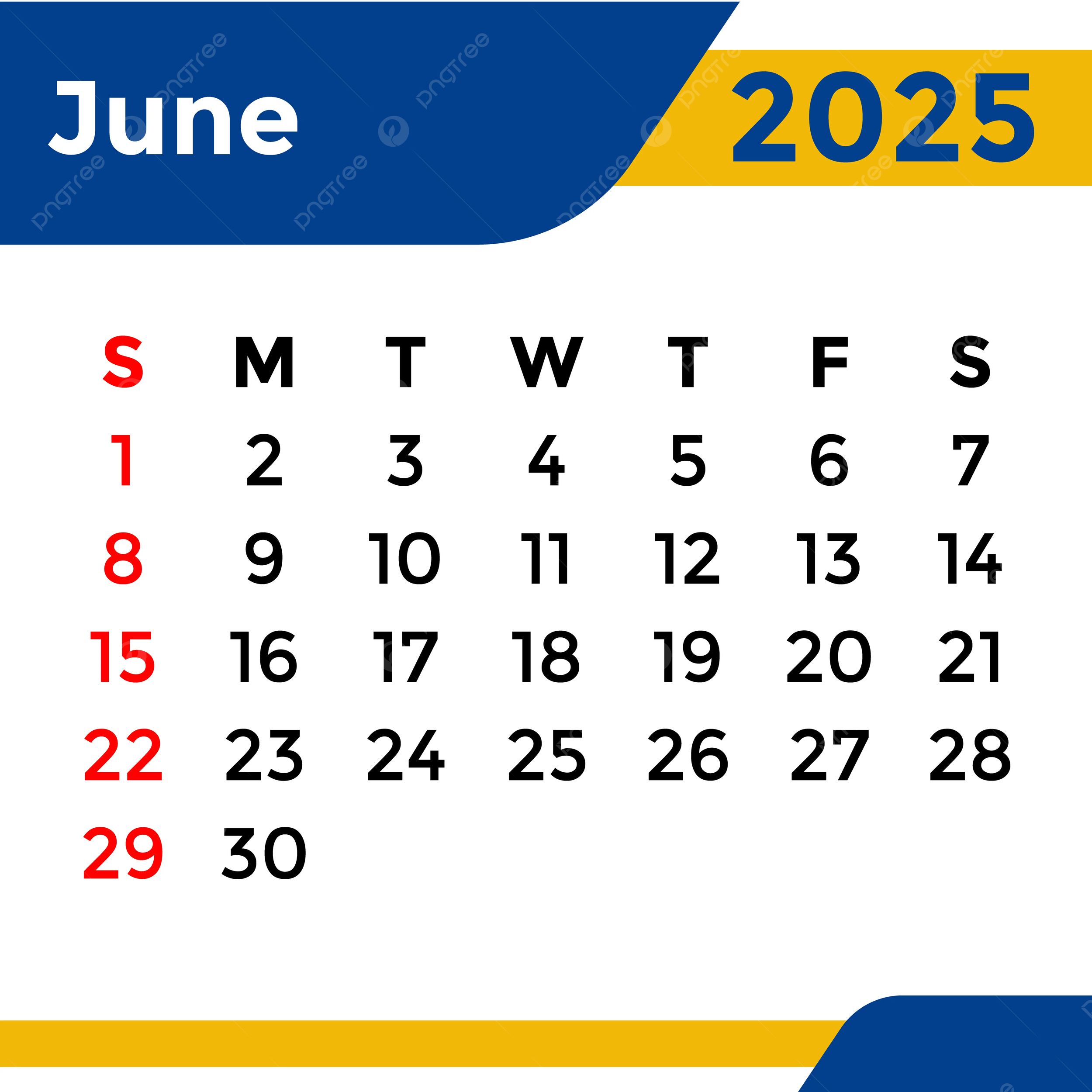 Calendar June 2025 Template