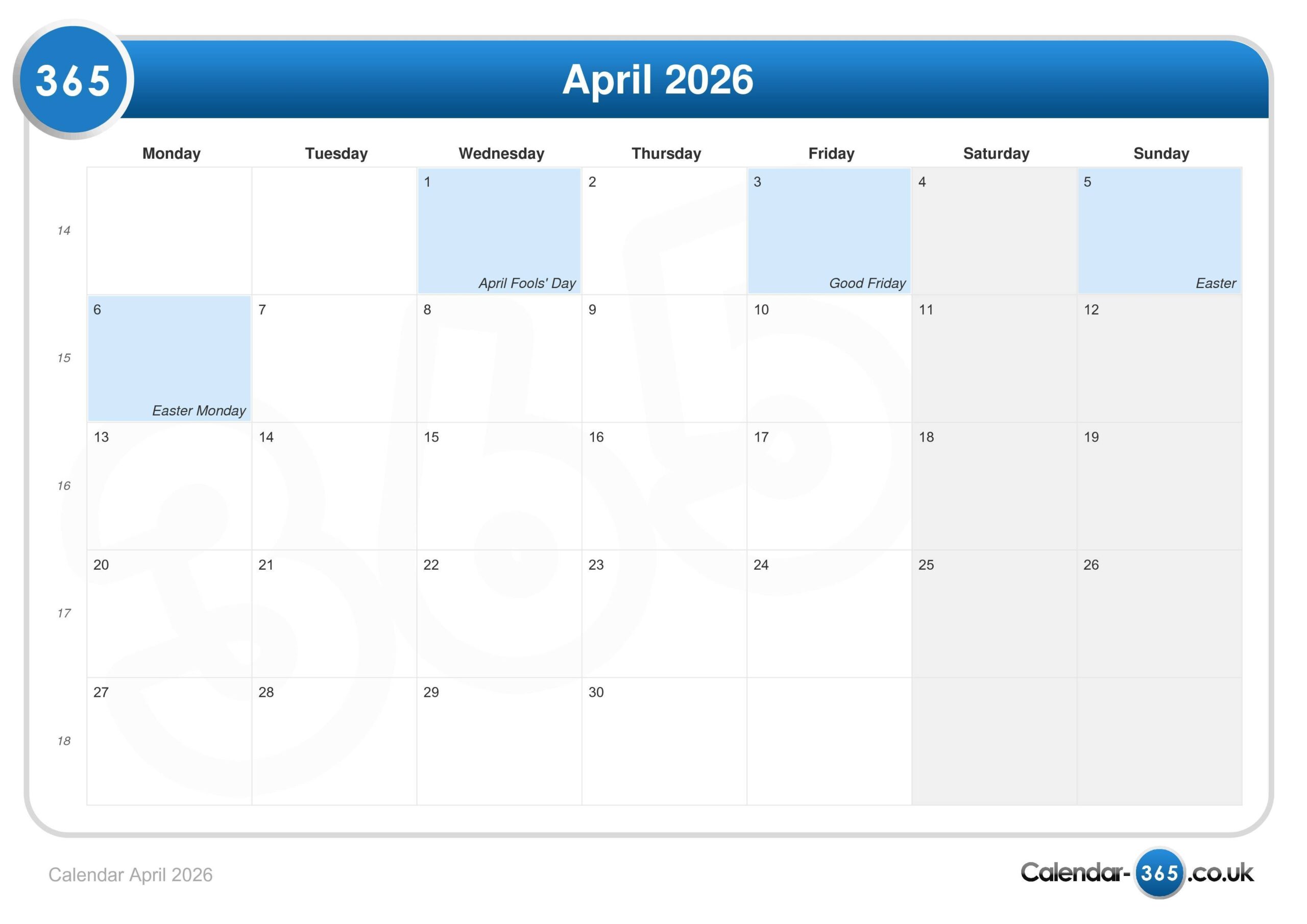 April 2026 Lunar Calendar
