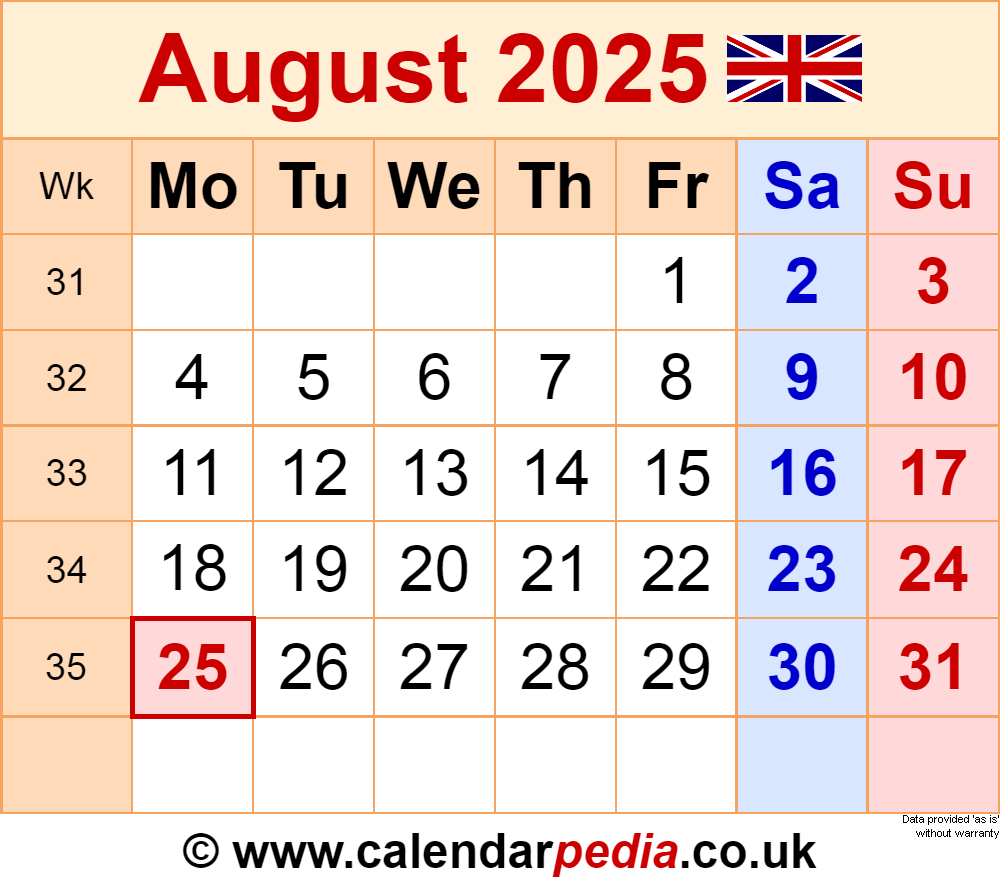 August 5 2025 Calendar