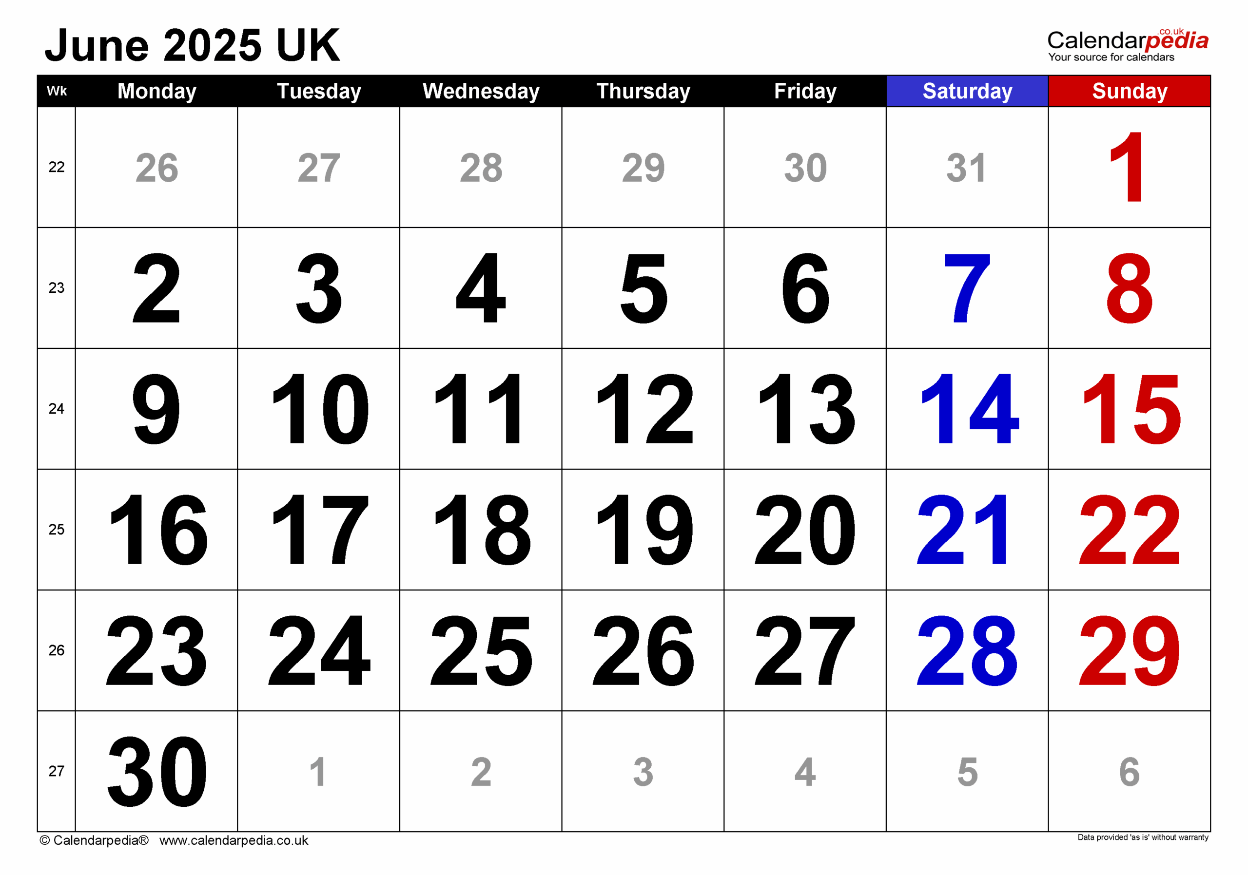 June July Calendar 2025