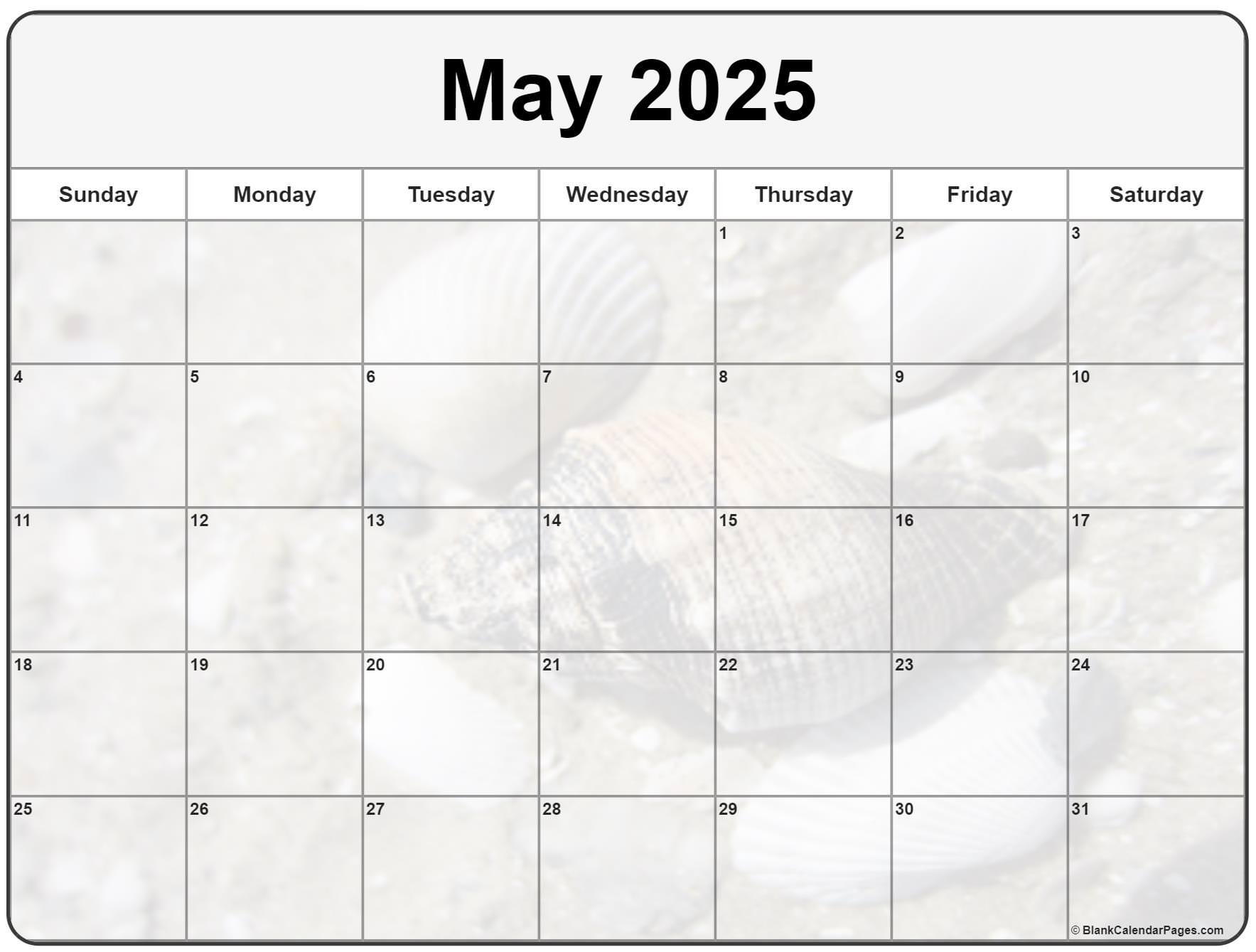 Blank May Calendar 2025