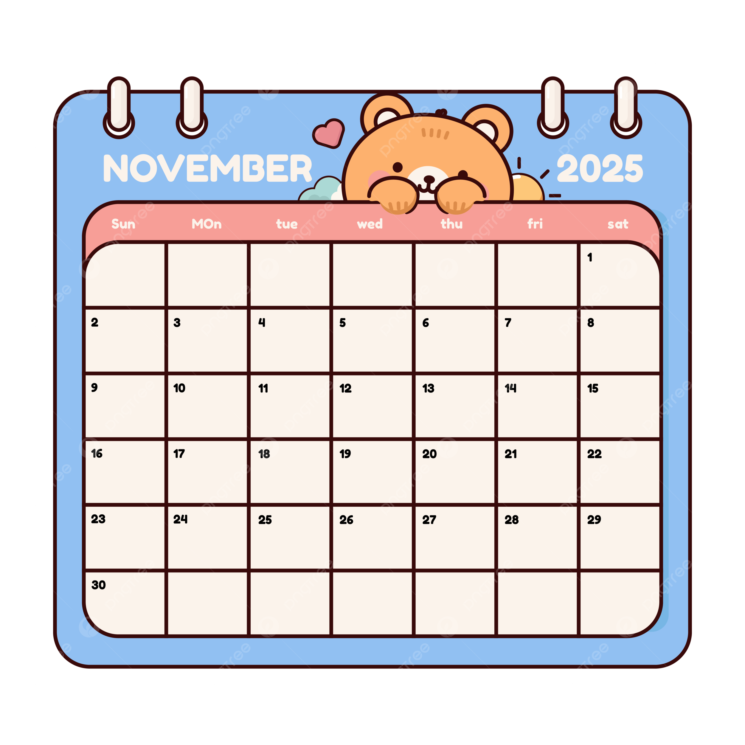 Editable November 2025 Calendar