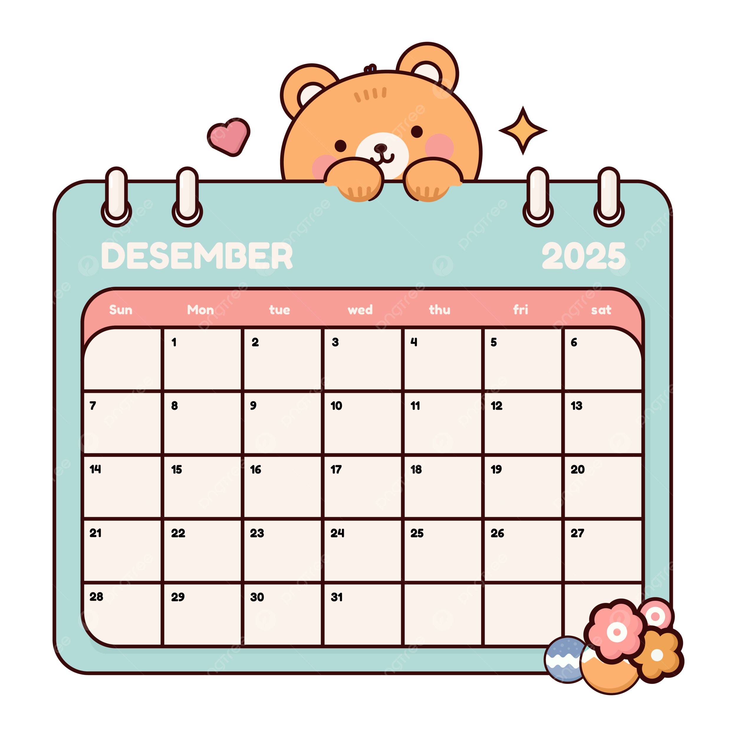 December 2025 Calendar Cute