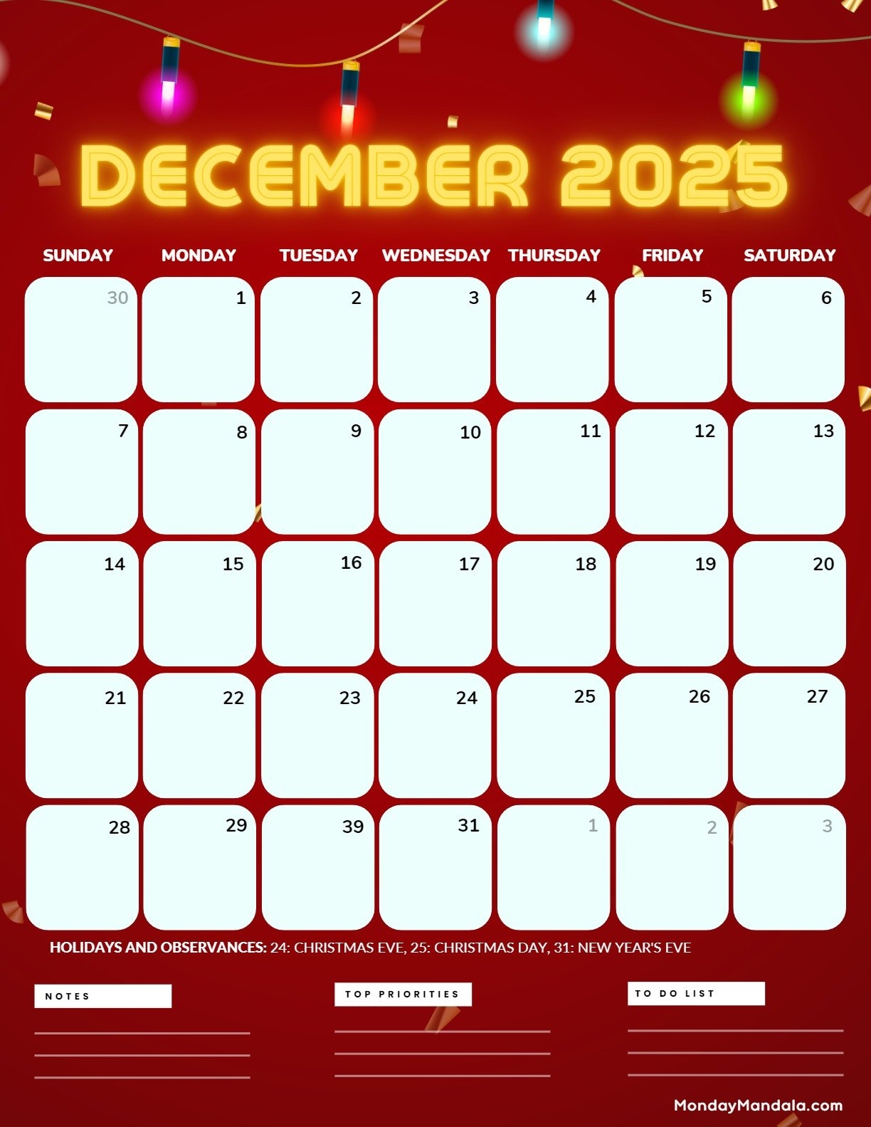 December 2025 Christmas Calendar