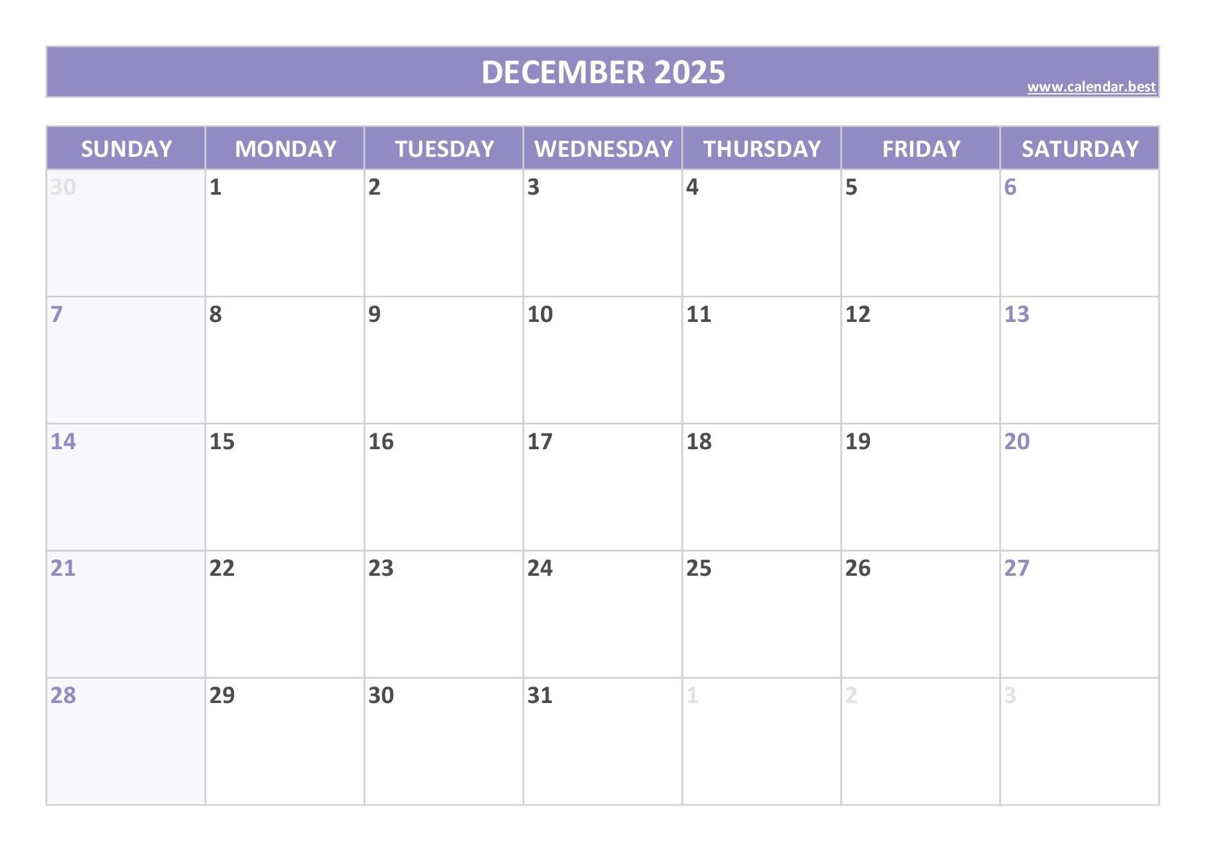 December 25 2025 Calendar