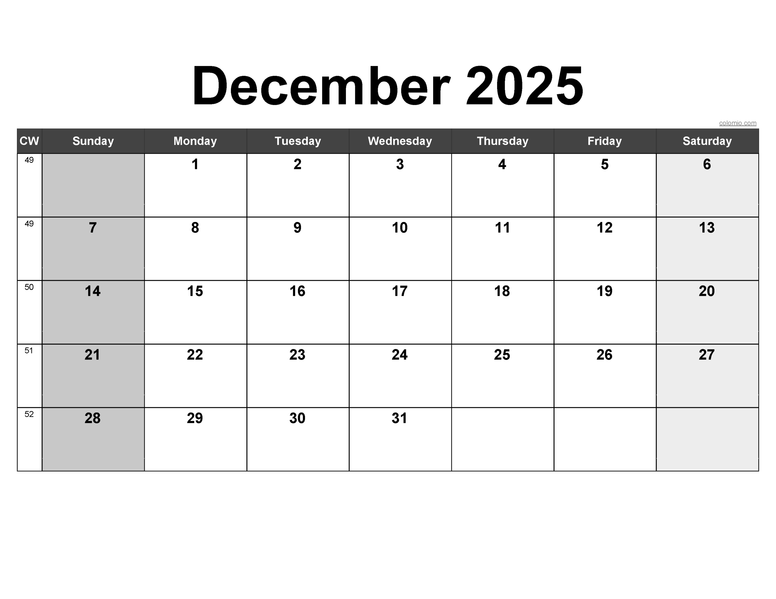 December 2025 Calendar Free Printable PDF XLS And PNG Colomio