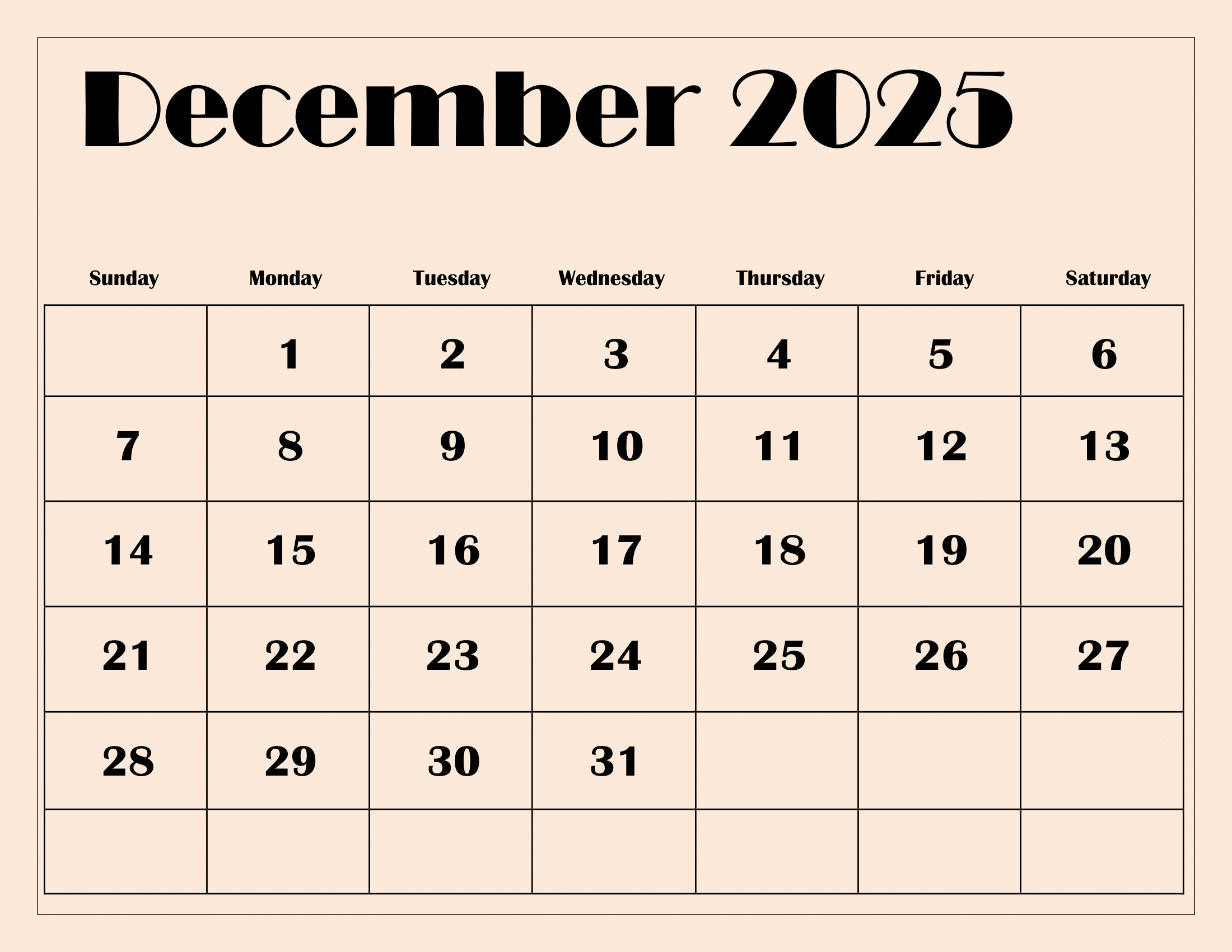 December Calendar With Holidays 2025