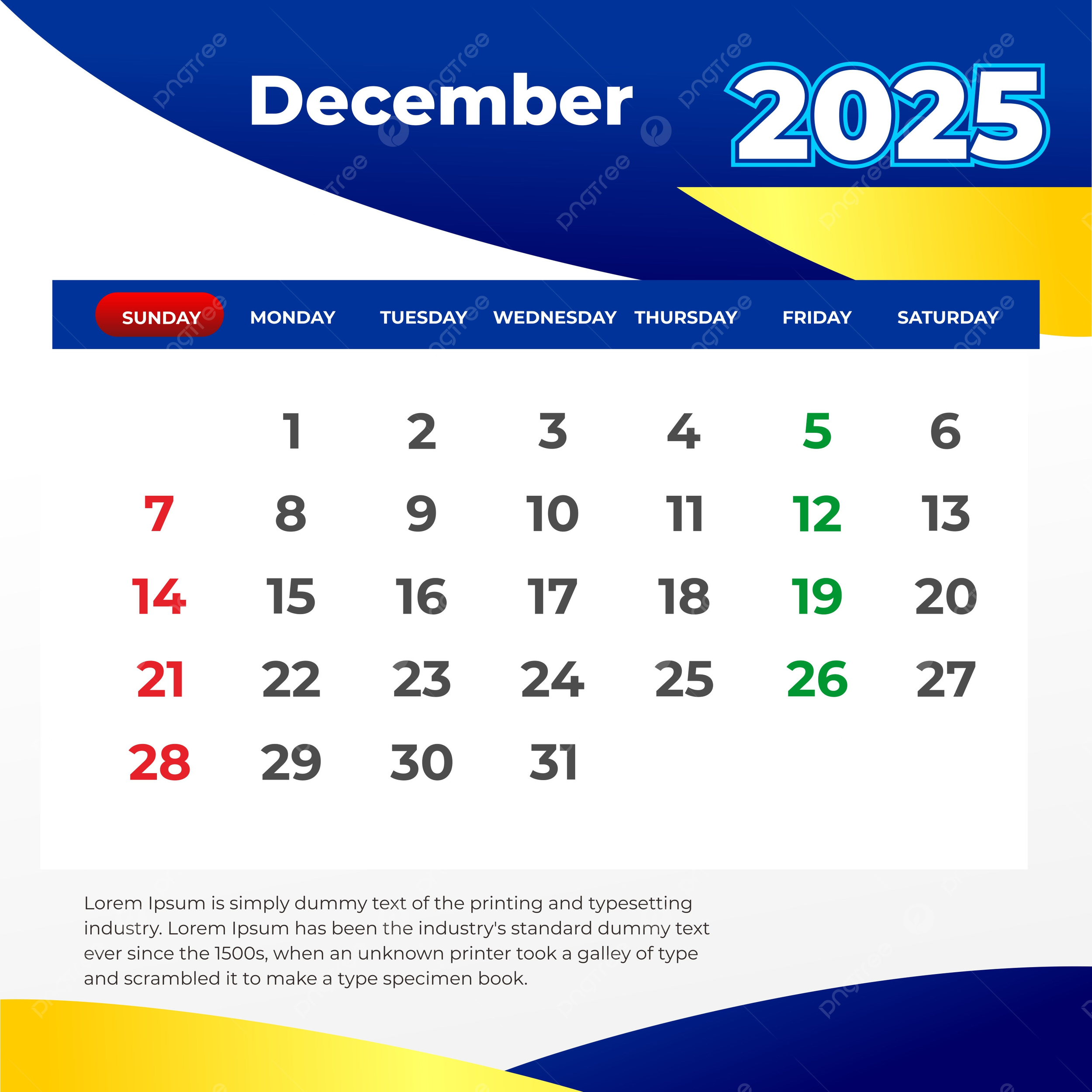 December 2025 Calendar Editable