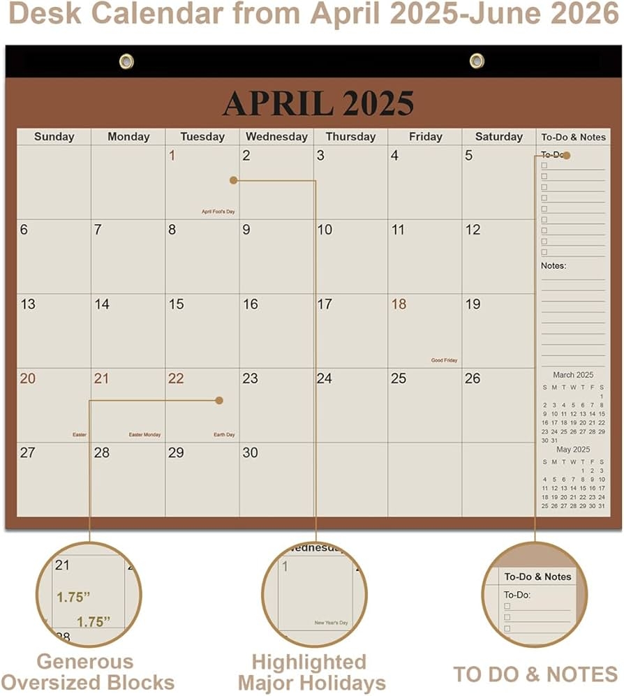 Desk Calendar 2025 2026 15 Months Calendar From April 2025 To June 2026 Calendar 2025 2026 With Thick Paper For Office Home School Organizing 14