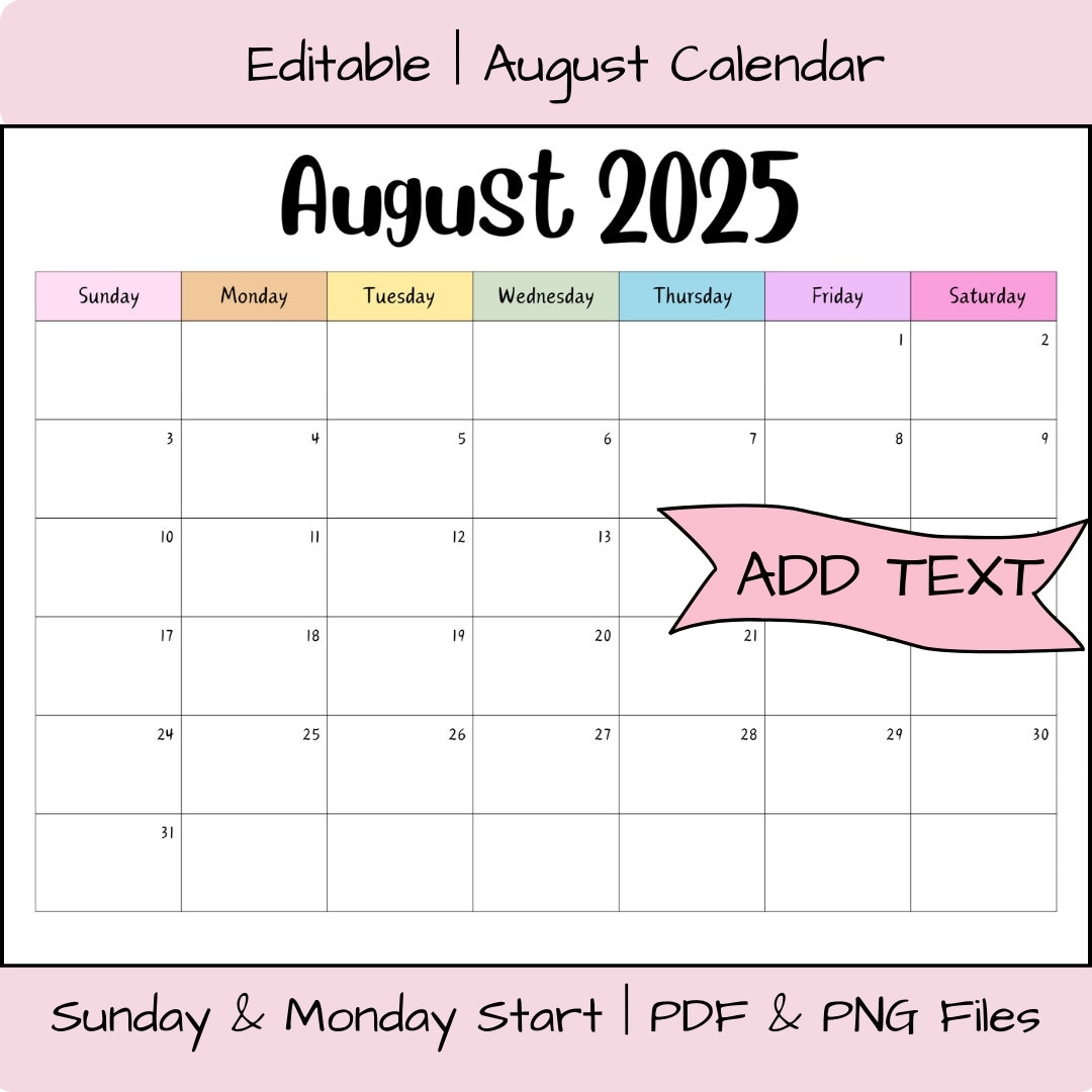 August 2025 Calendar Printable With Lines